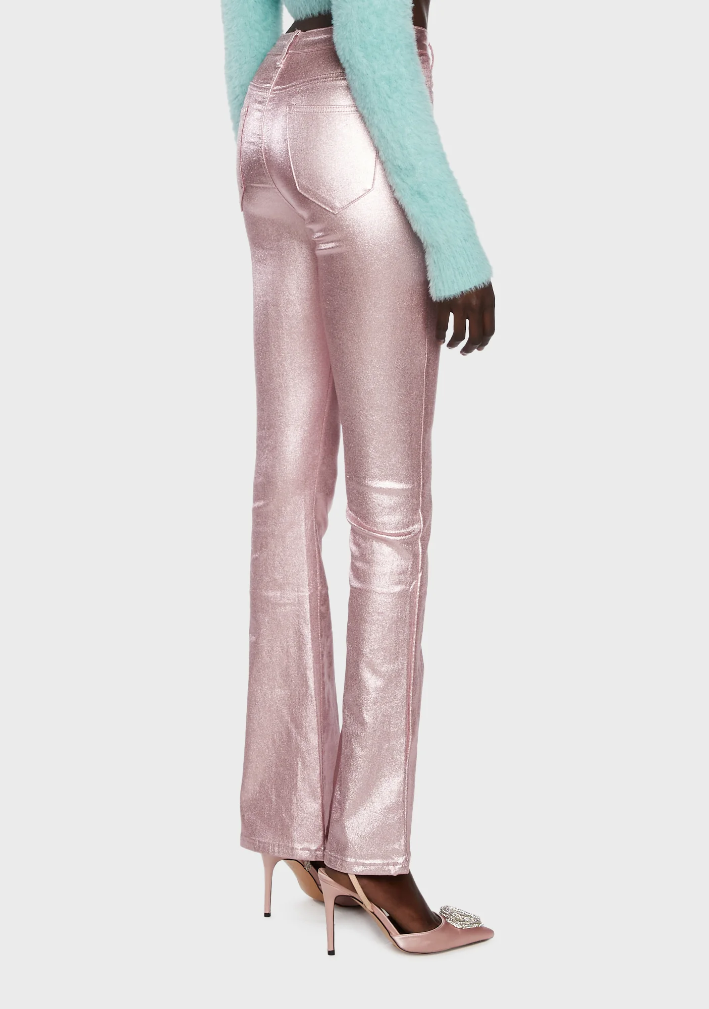 Luna Faux Leather Flare Jeans - Image 4