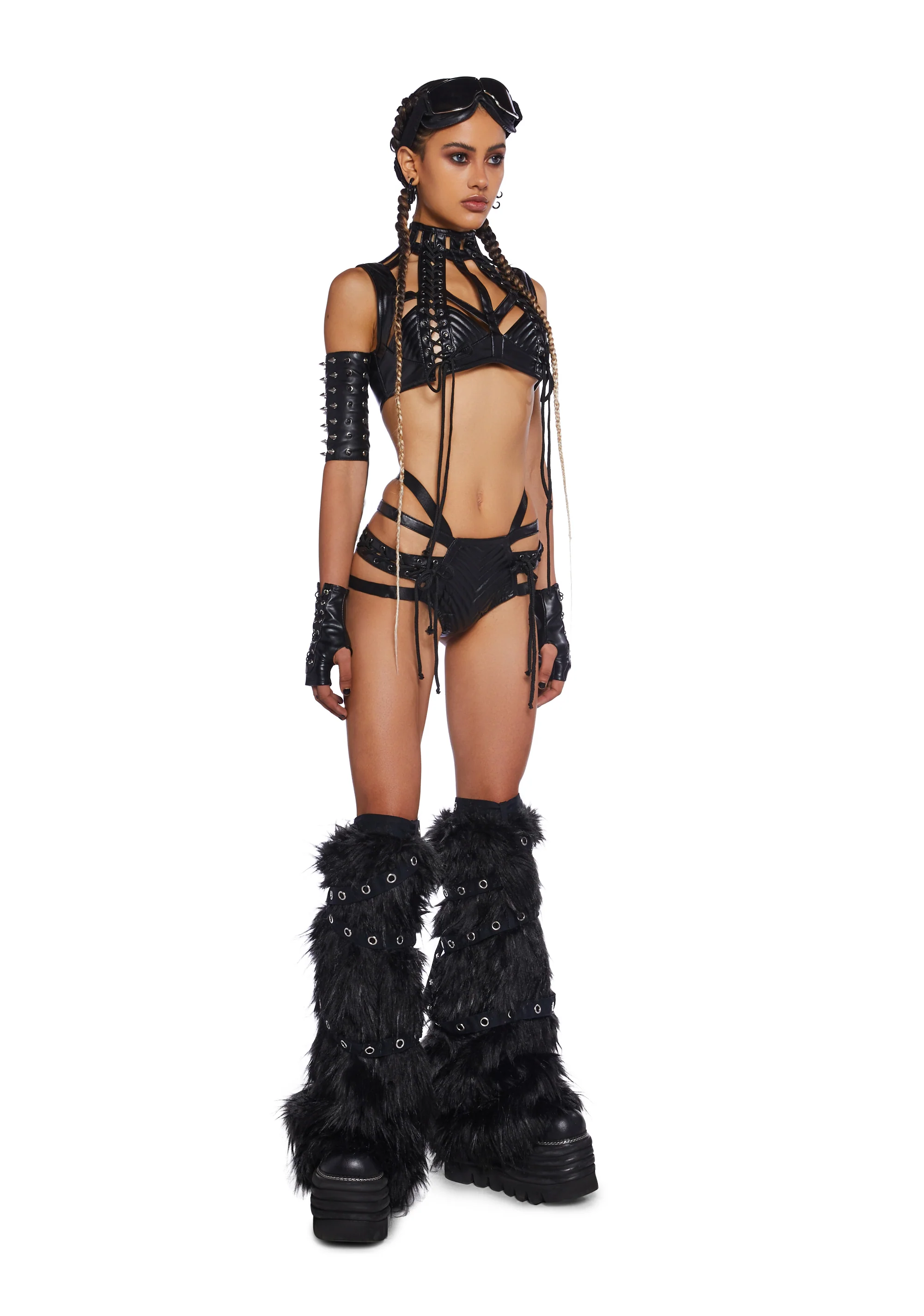 Rude Awakening Lace-Up Shorts - Black - Image 2