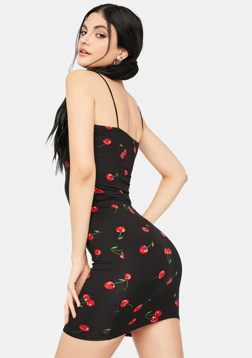 Maraschino Kisses Cherry Print Bodycon Dress - Image 4