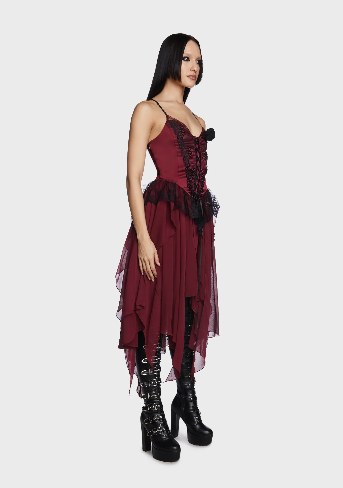 Maroon Flowy Dress - Image 3