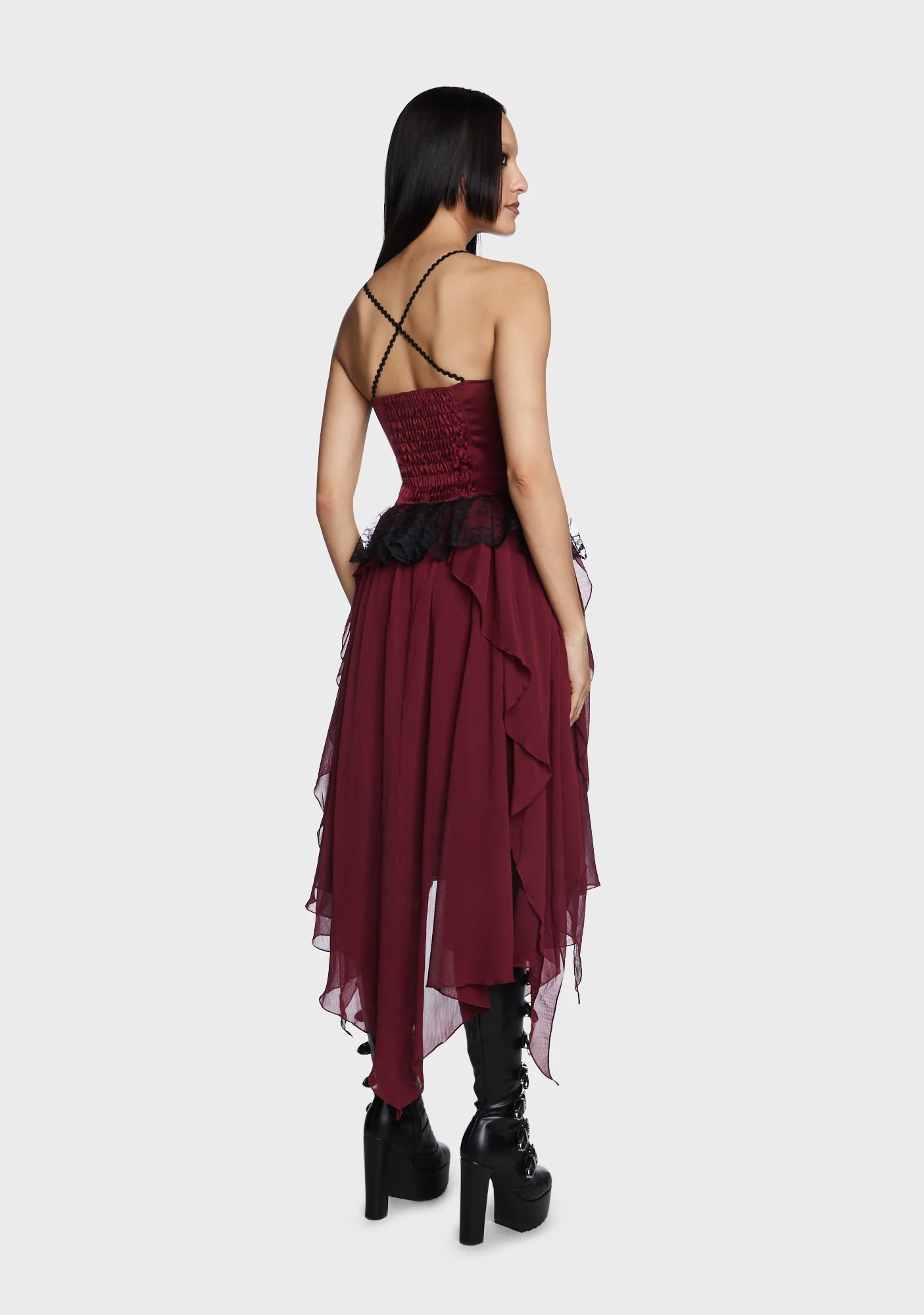 Maroon Flowy Dress - Image 4