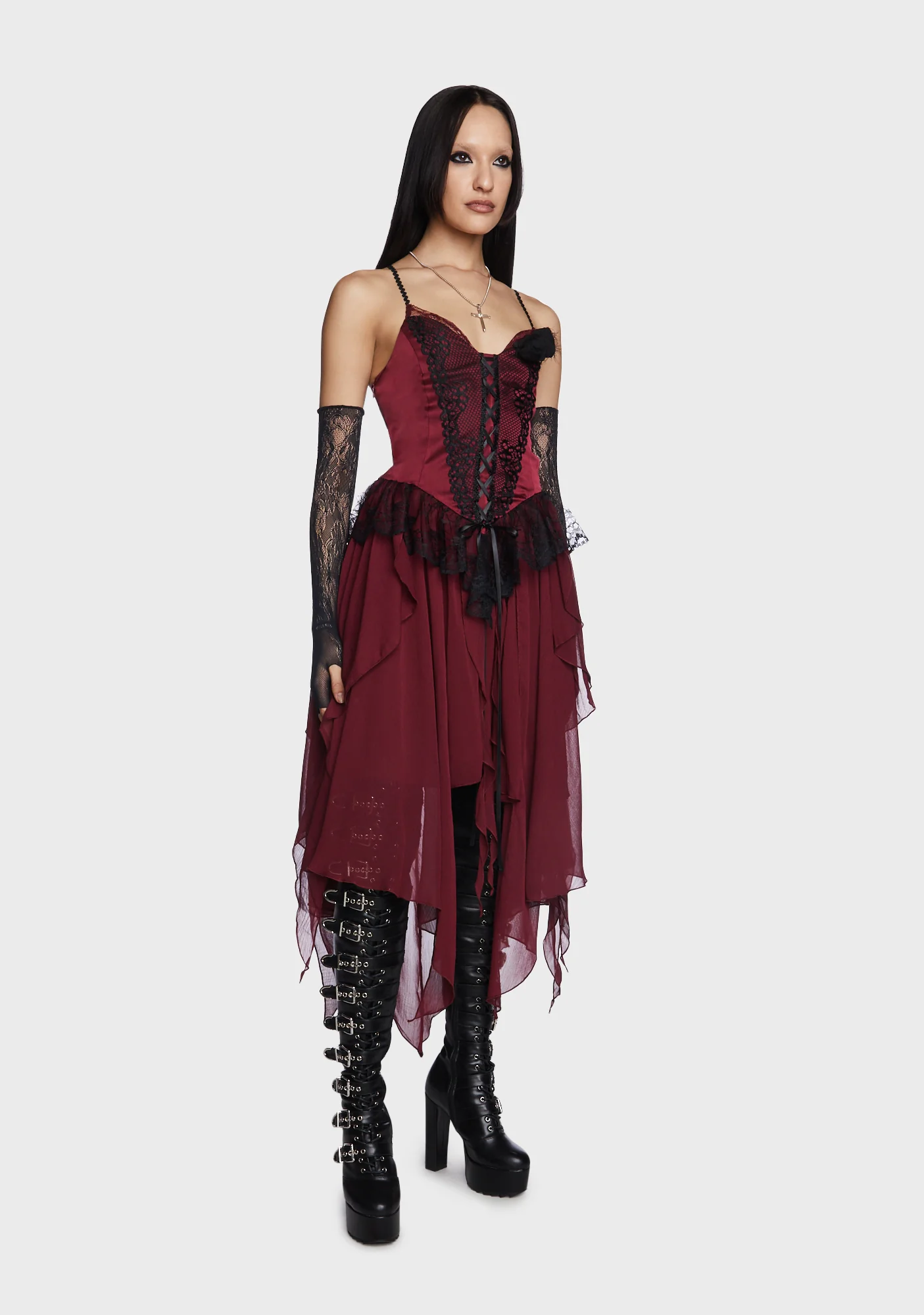 Maroon Flowy Dress - Image 5