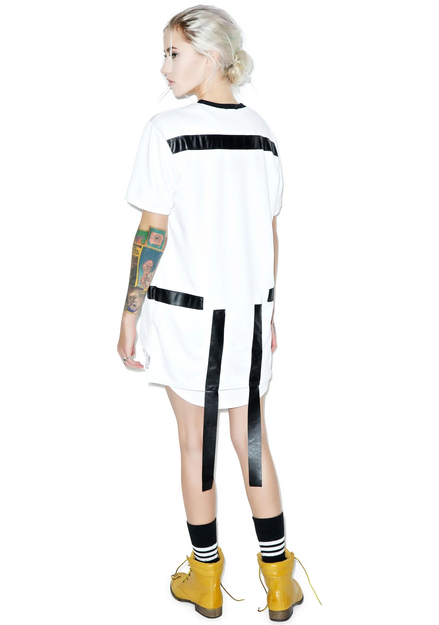 Max Leather Strips Tee - Black - Image 2