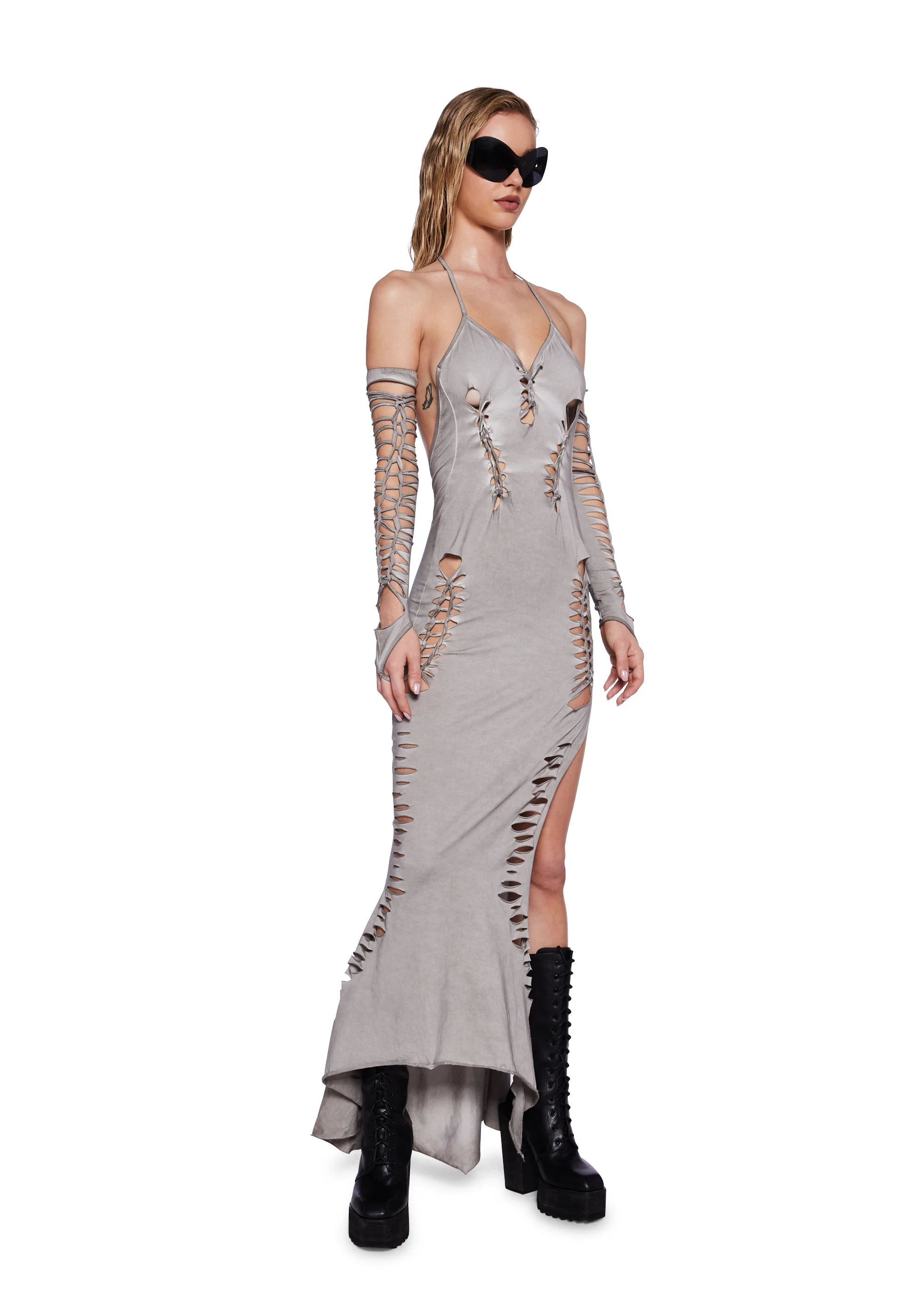 Pitch Shredded Maxi Dress And Gloves Set - Image 5