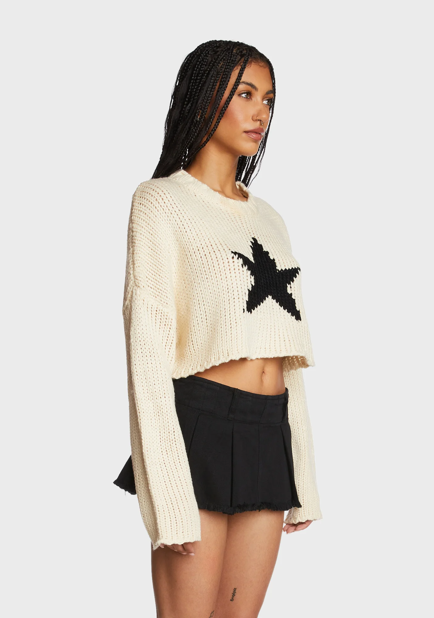 Mega Star Cropped Sweater - Cream - Image 3