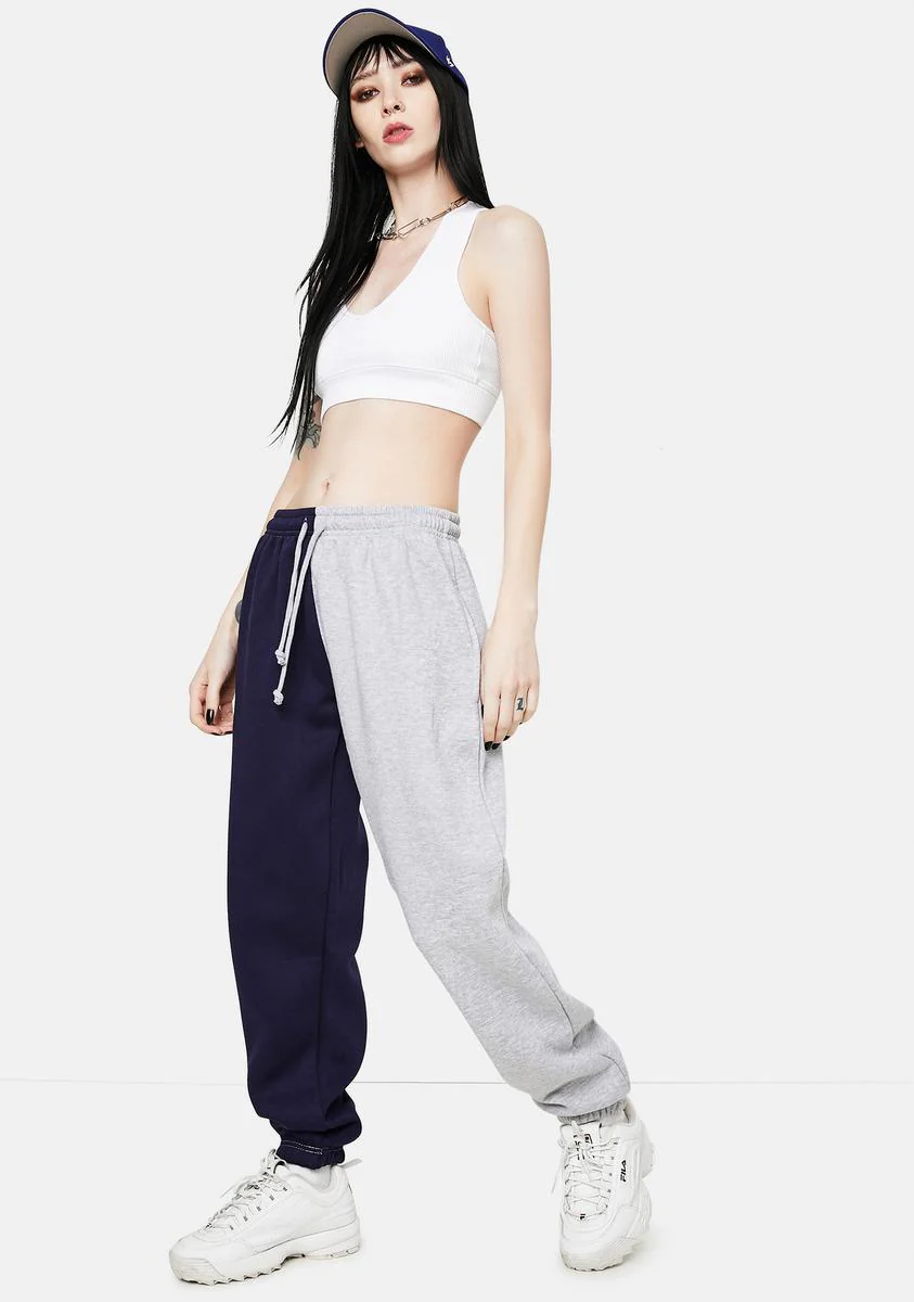 Megan Navy Grey Split Sweatpants - Image 3