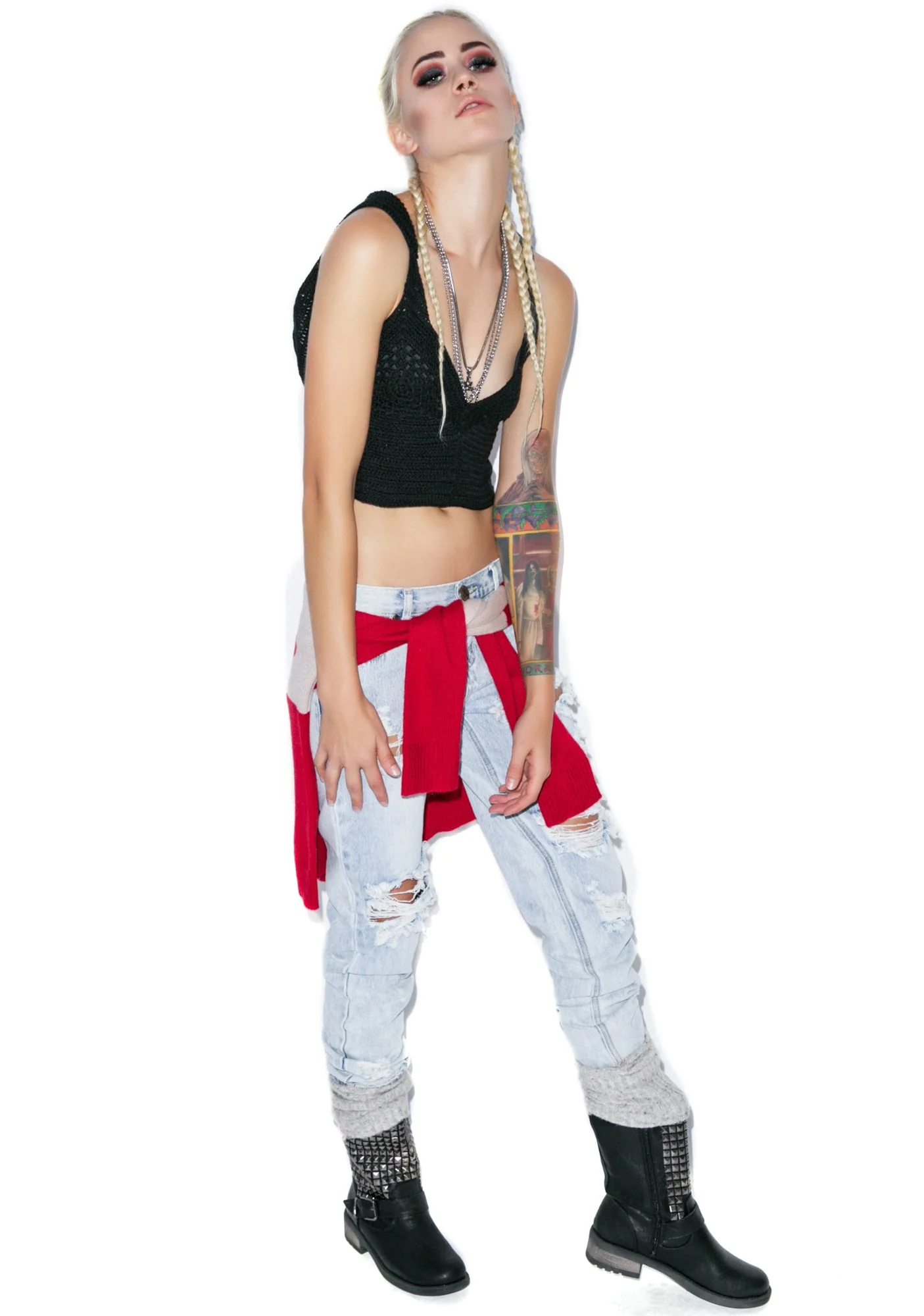Mellow Out Crochet Crop Top - Black - Image 4