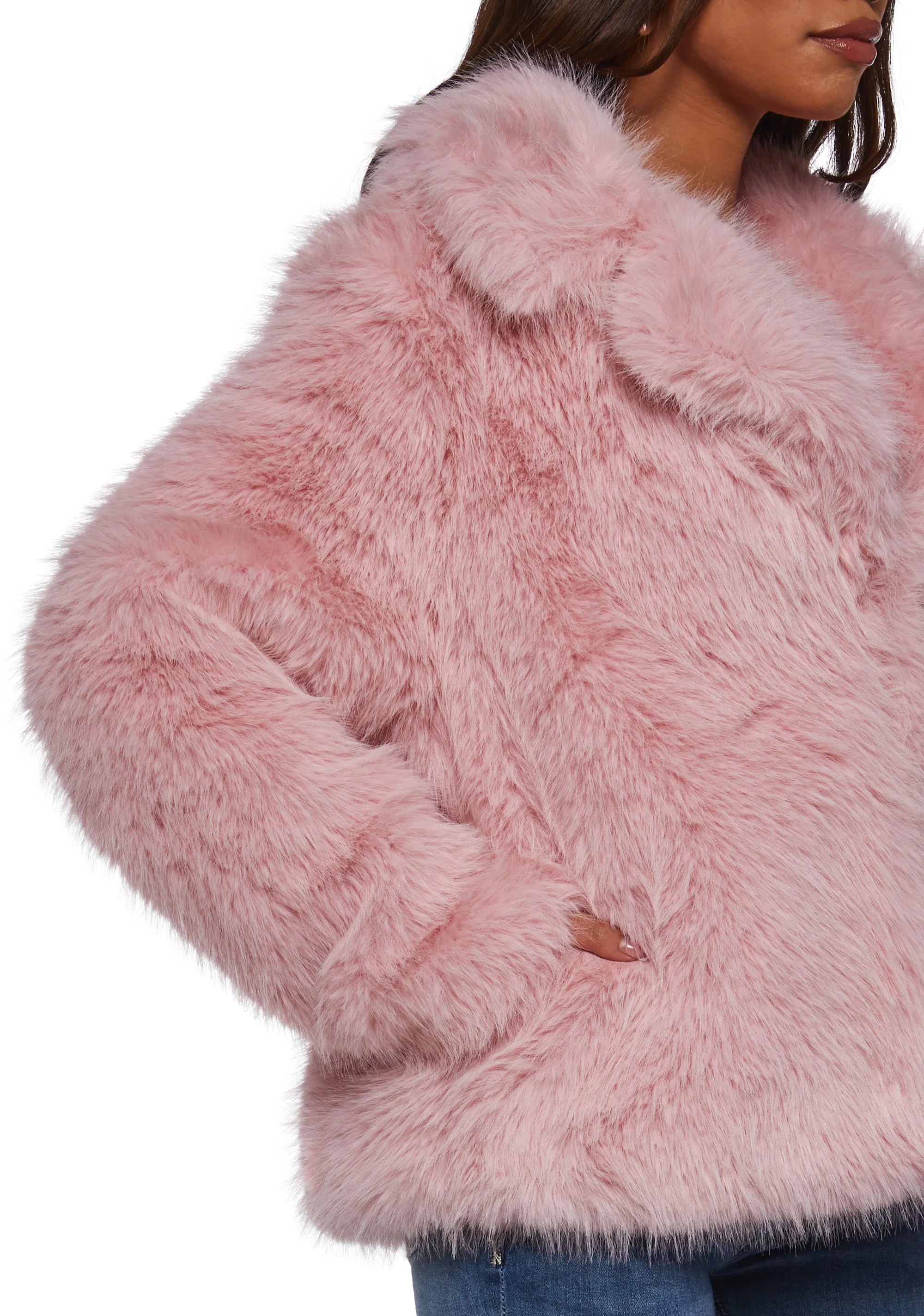 Melora Faux Fur Coat - Pink - Image 5