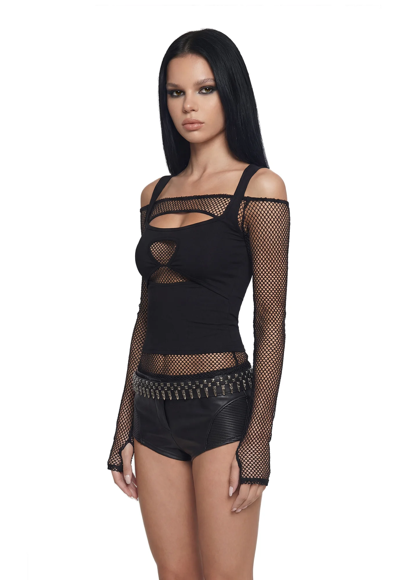 Cypher Cut Out Fishnet Top - Image 3
