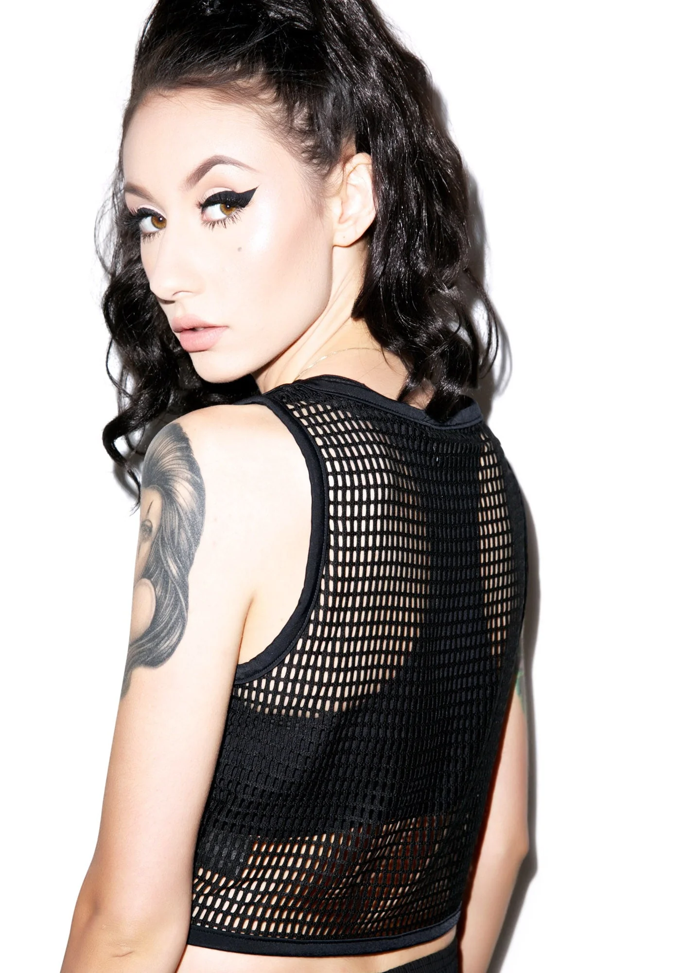Mesh Crop Top - White - Image 9