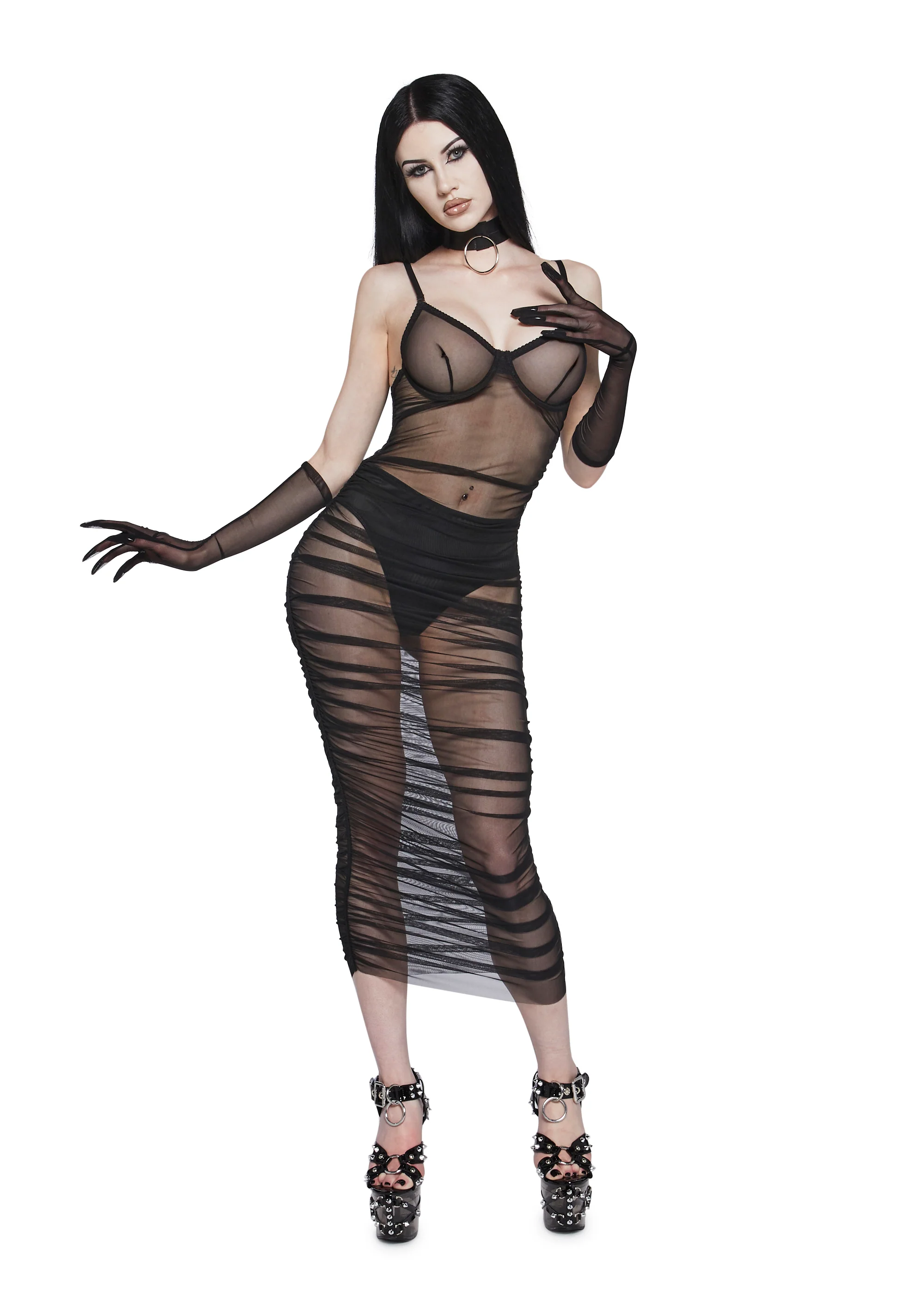 Ruin The Friendship Mesh Dress And Gloves Set - Image 2