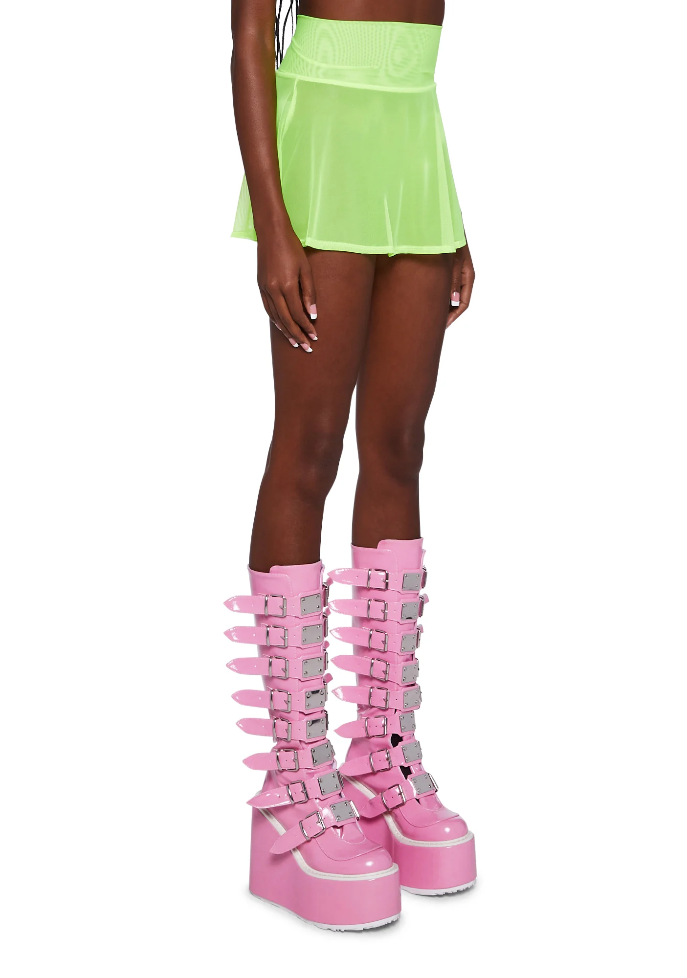 Mesh Skater Skirt - Neon Yellow - Image 3