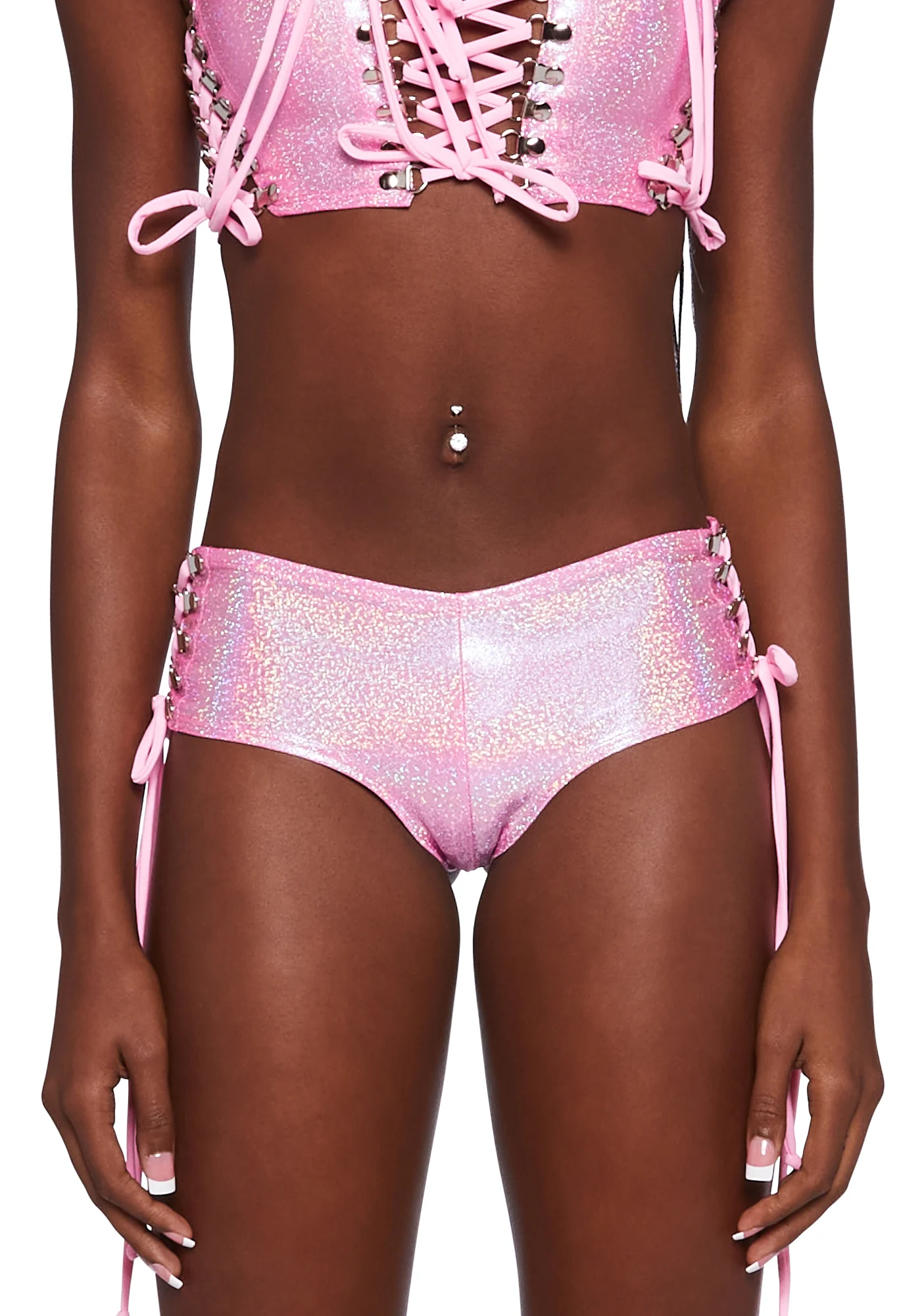 Metallic Lace-Up Shorts - Image 5