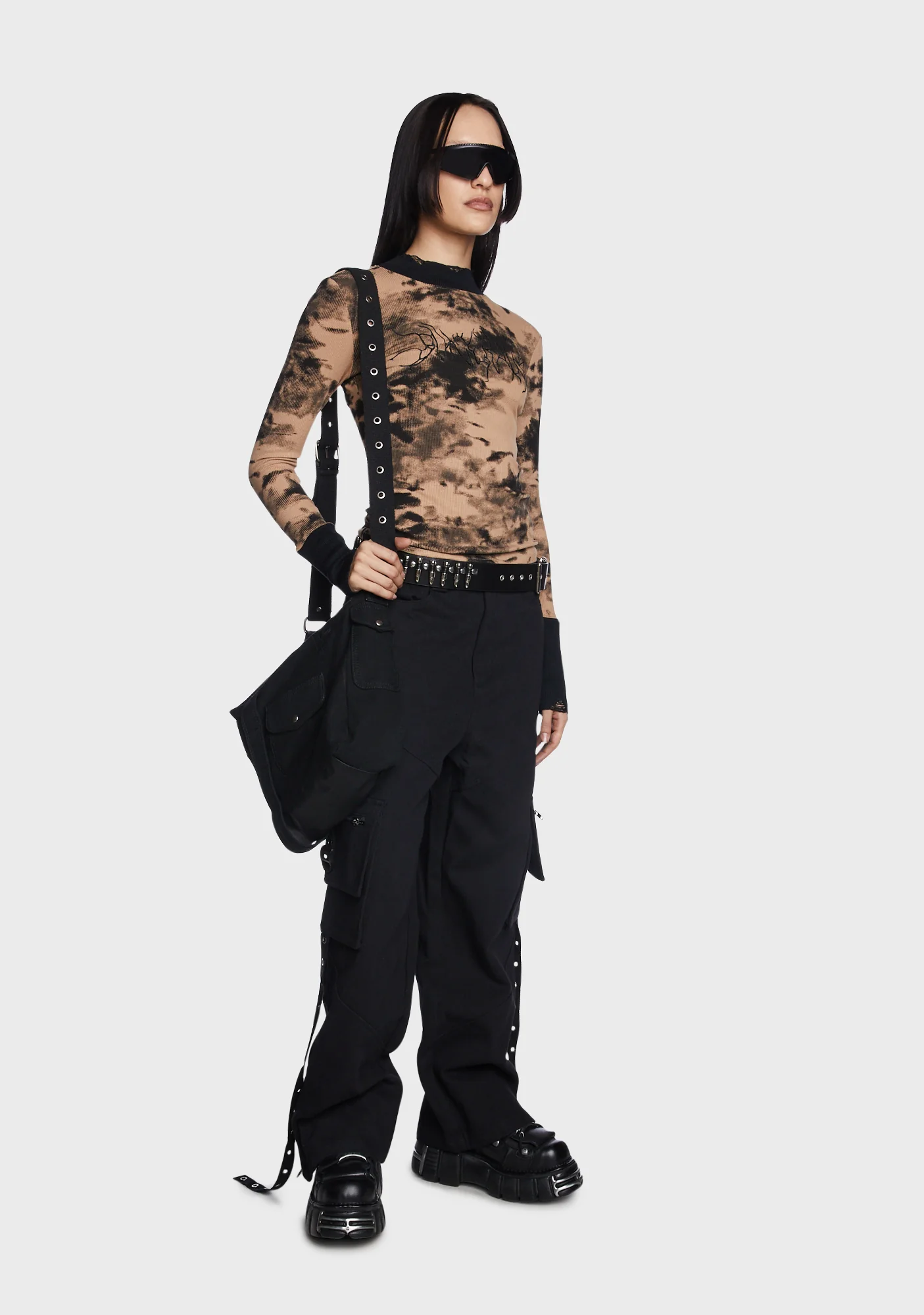 Micro Perspective Collect Waist Embroidered Shirt - Image 4