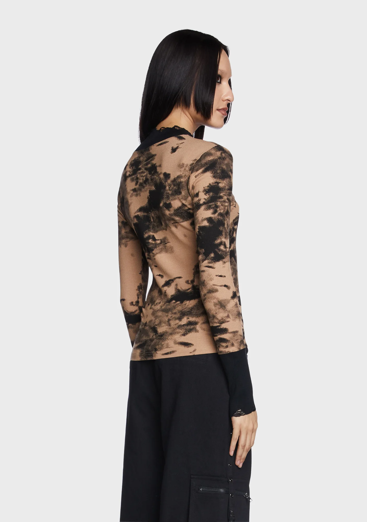 Micro Perspective Collect Waist Embroidered Shirt - Image 5