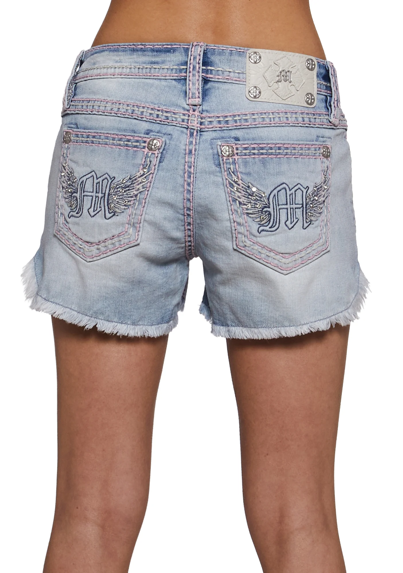 Apex Pink Stitched Denim Shorts - Image 2