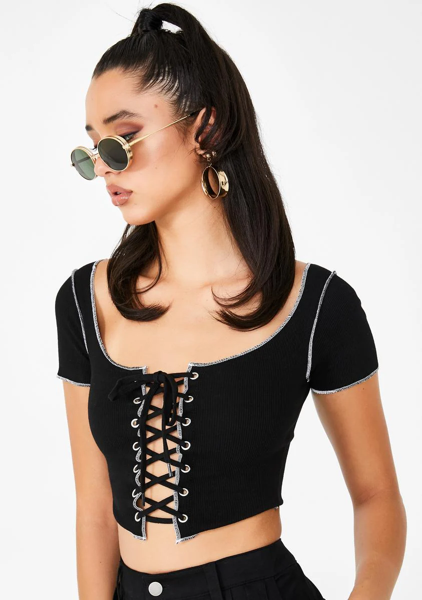 Midnight Brat Pack Lace Up Tee - Image 4