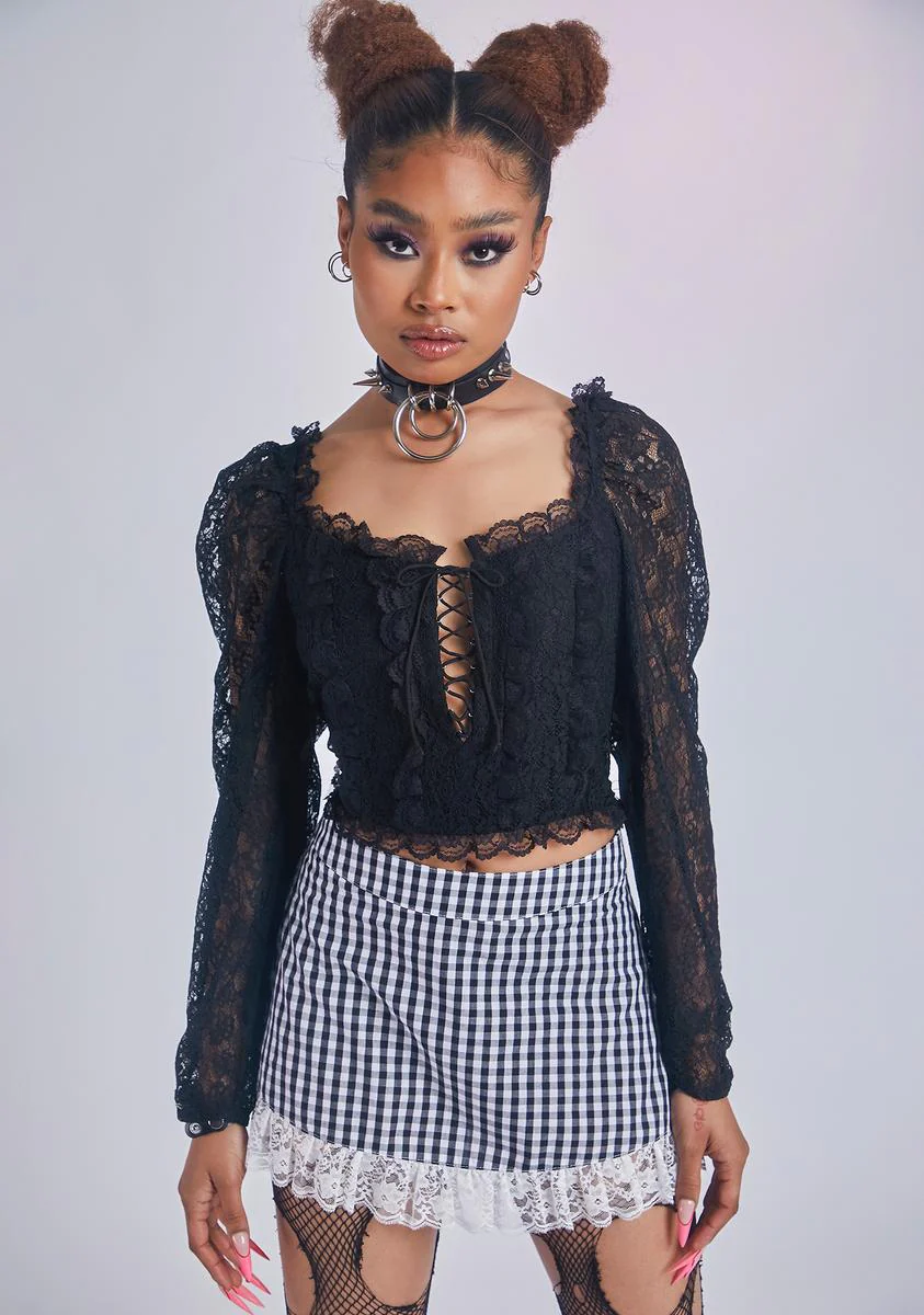 Midnight Creme Delight Lace Crop Top