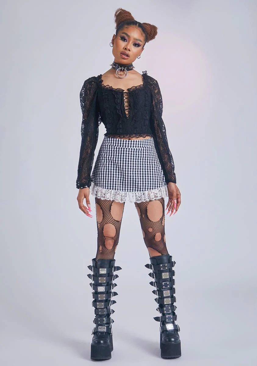 Midnight Creme Delight Lace Crop Top - Image 3