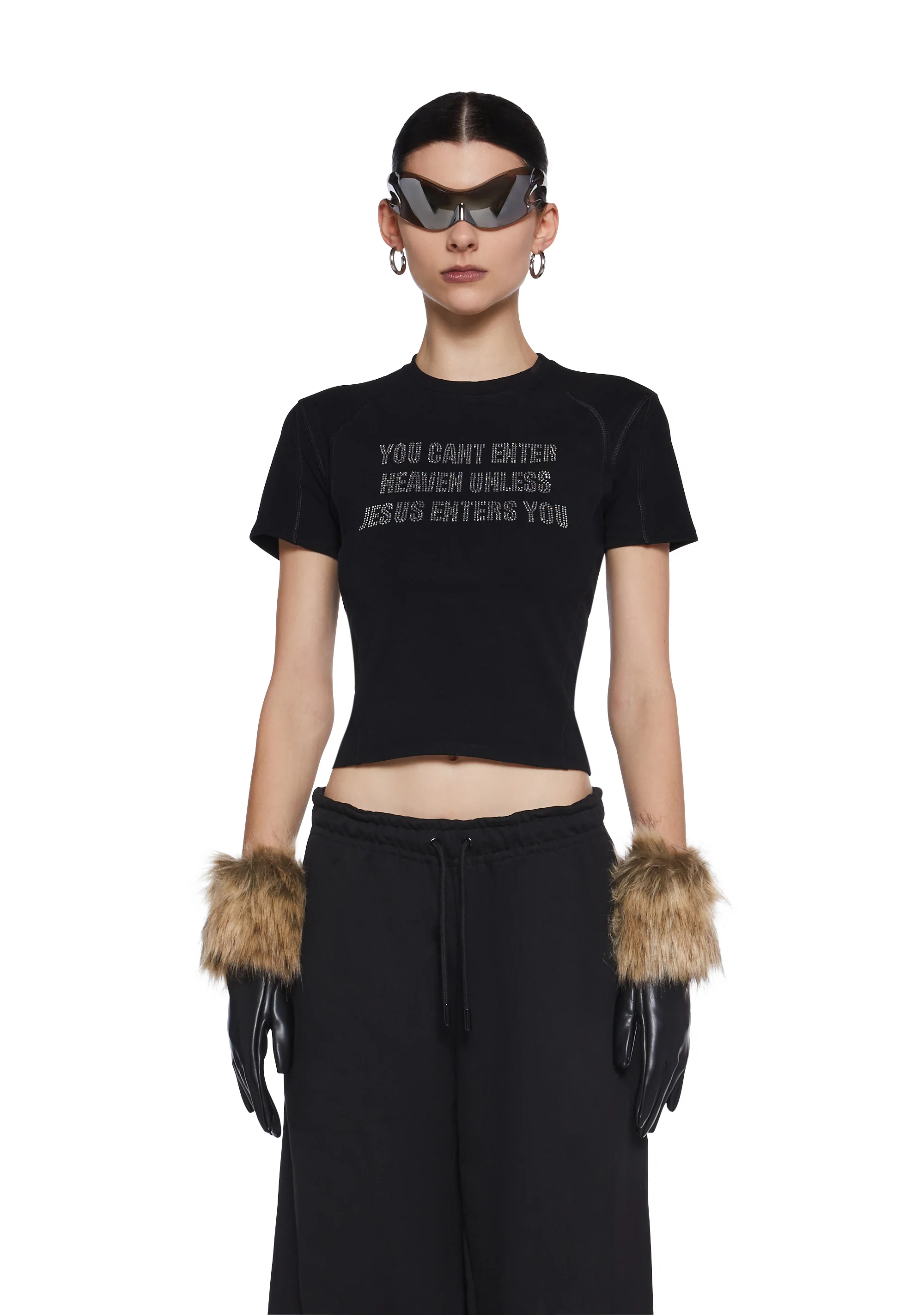 Midnight Faux Fur Gloves - Image 2