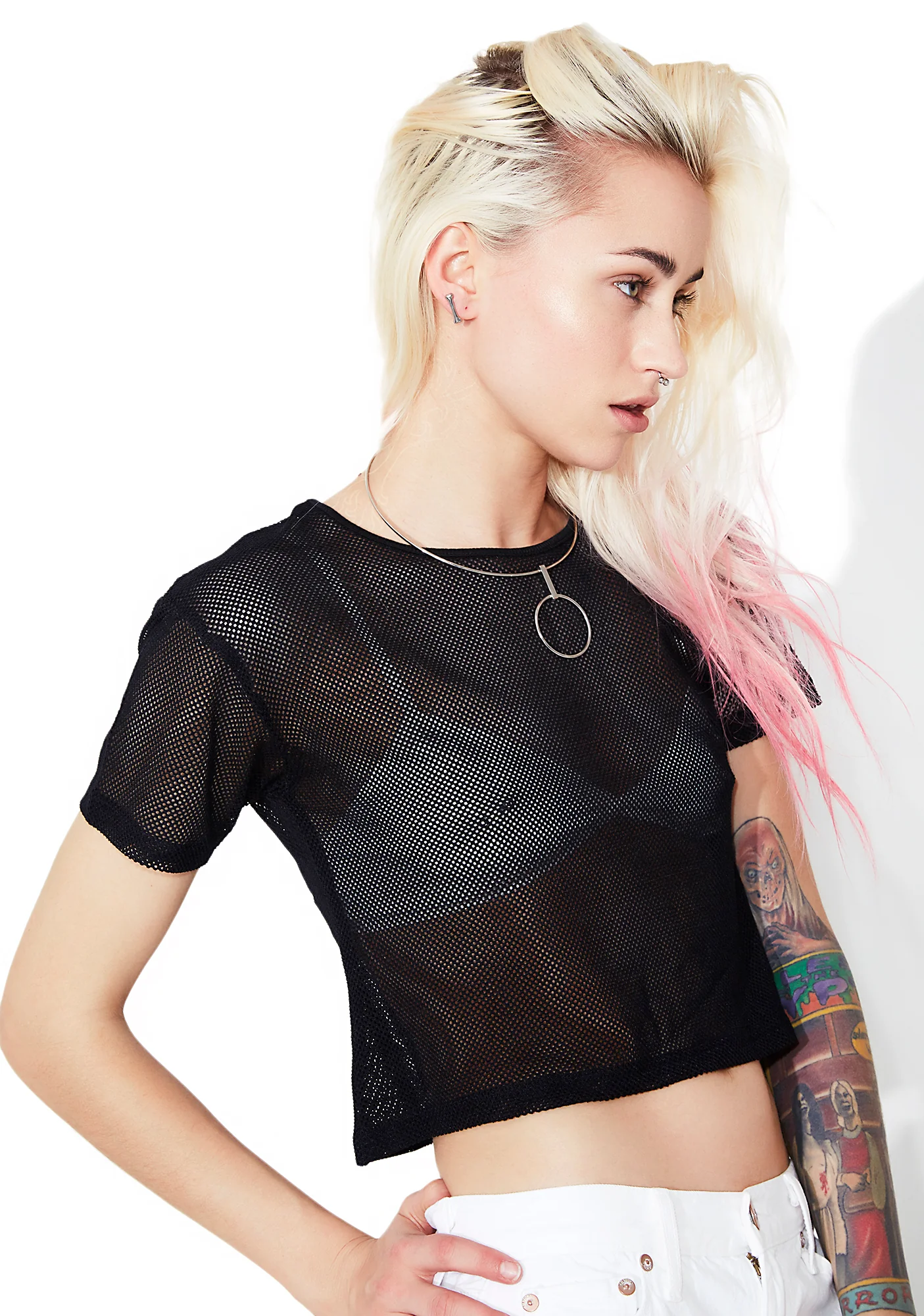 Midnight Swan Mesh Tee - Image 3