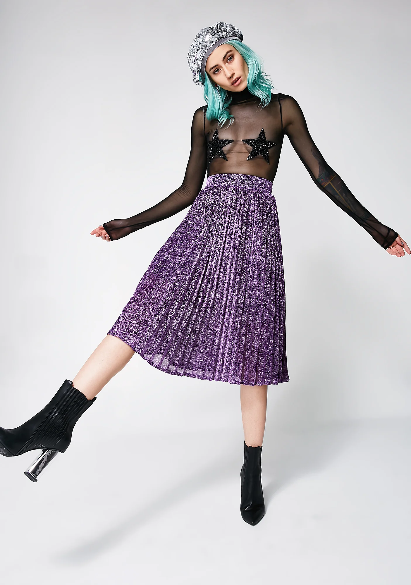 Milky Way Pleated Midi Skirt - Image 2