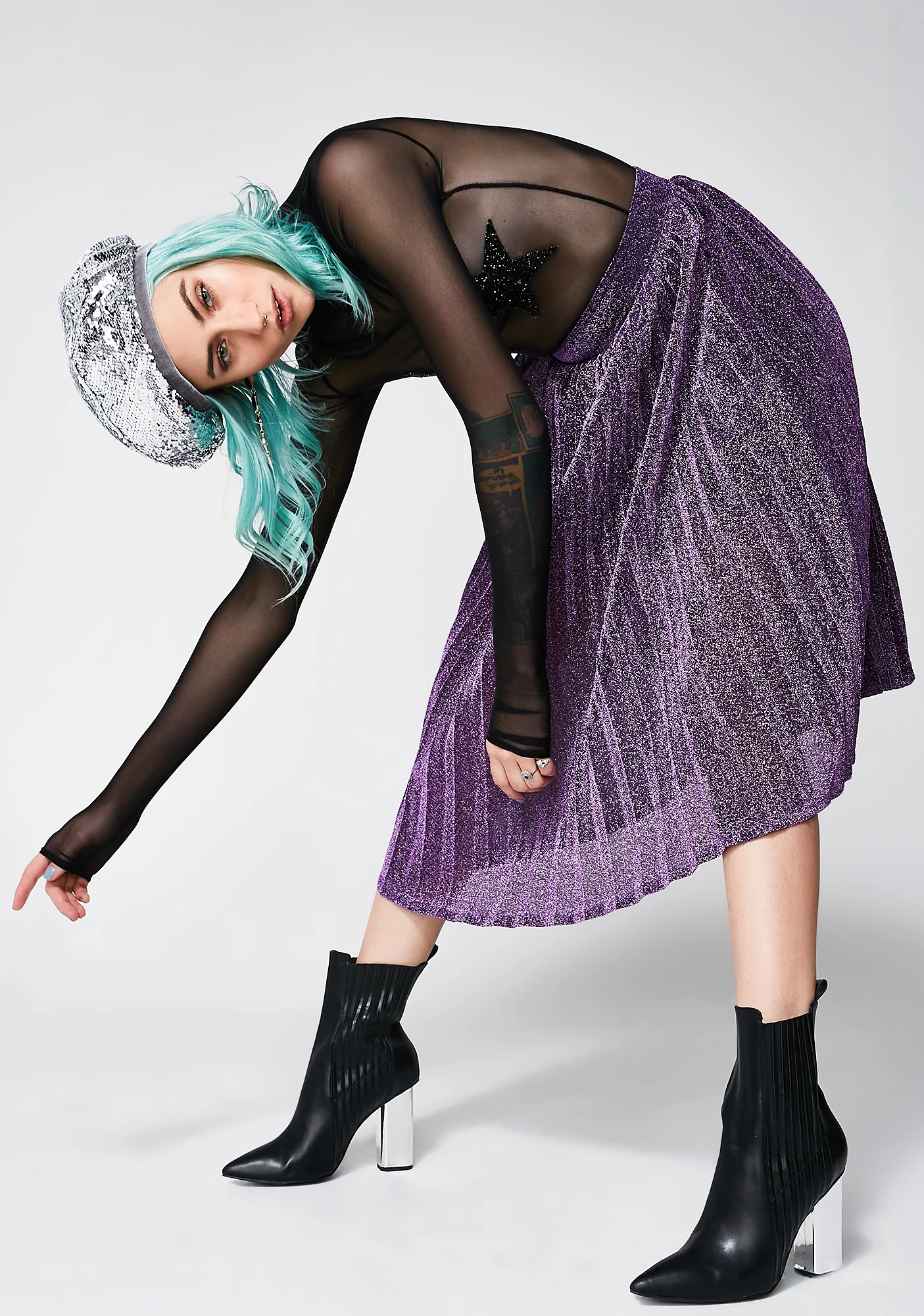 Milky Way Pleated Midi Skirt - Image 5