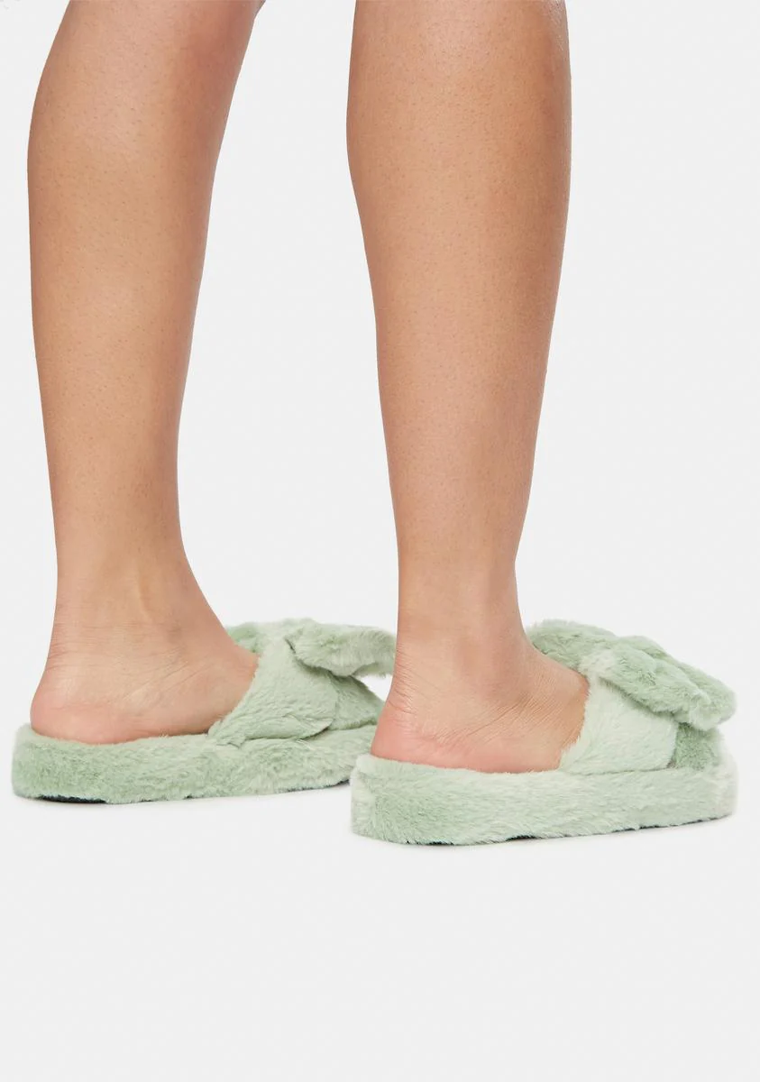 Mint Snuggle Up Fuzzy Slippers - Image 4