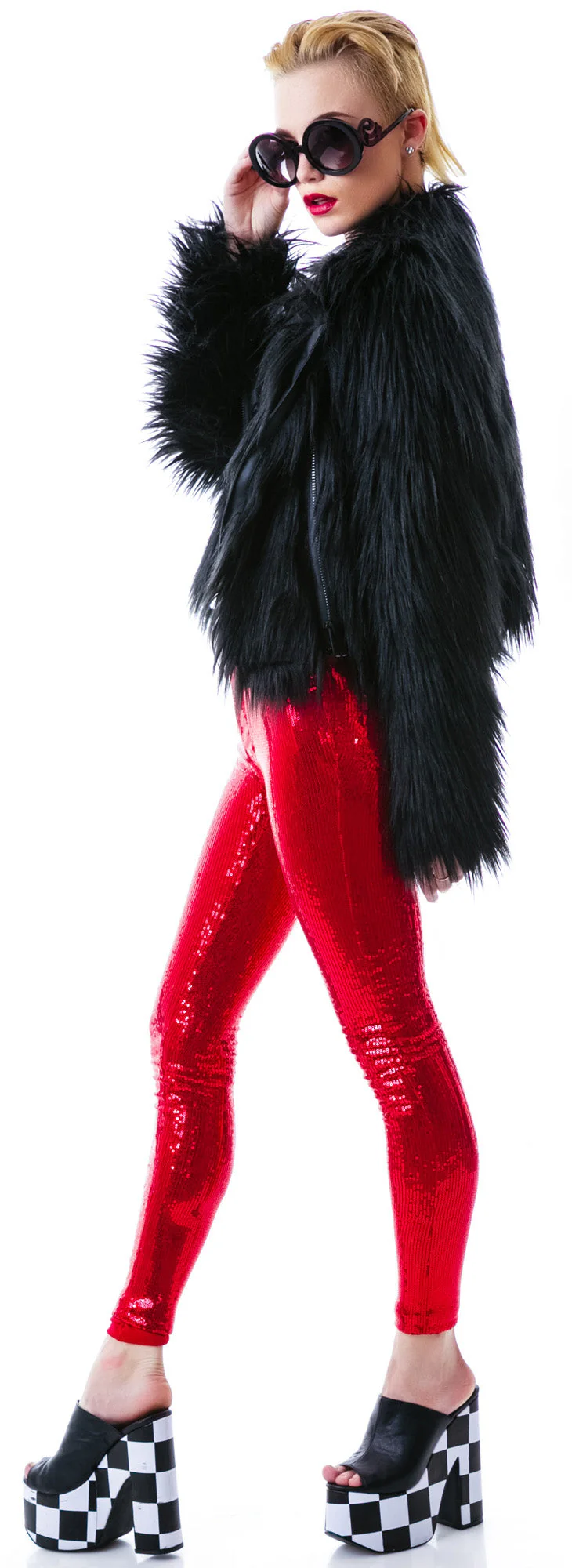 Minx Faux Fur Moto Jacket - Black - Image 9