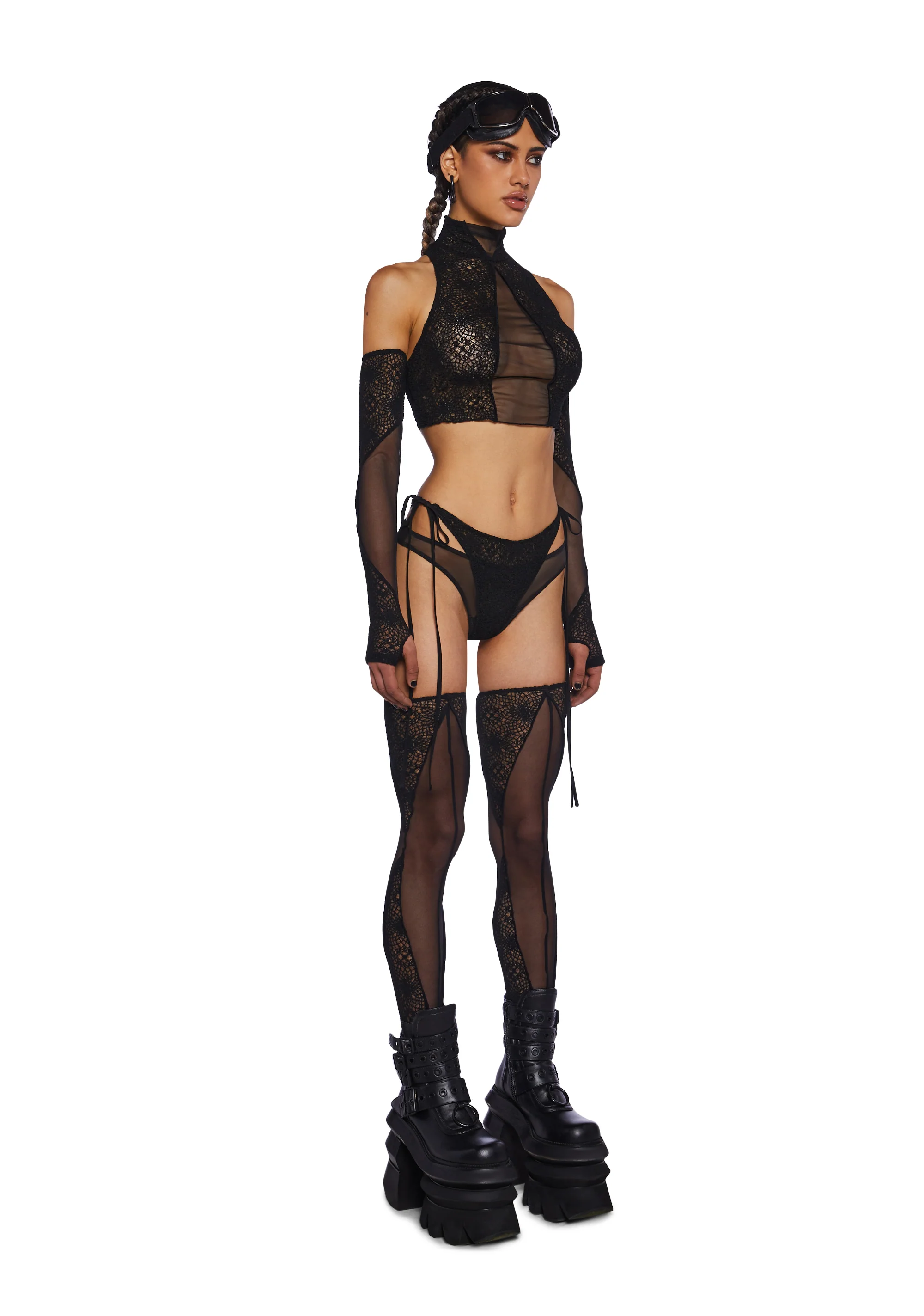Mirage Mist Gloves And Stockings Set - Black - Image 3