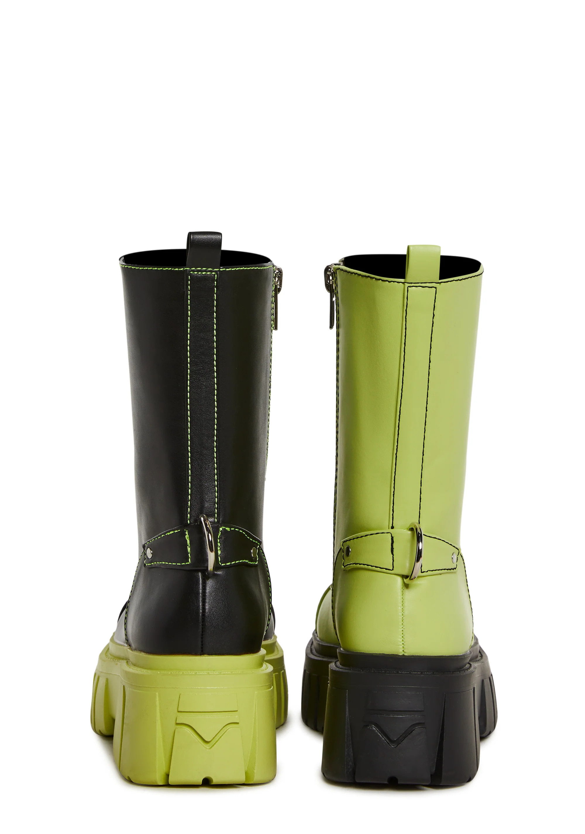 Devil Games Mismatched Combat Boots - Green - Image 4