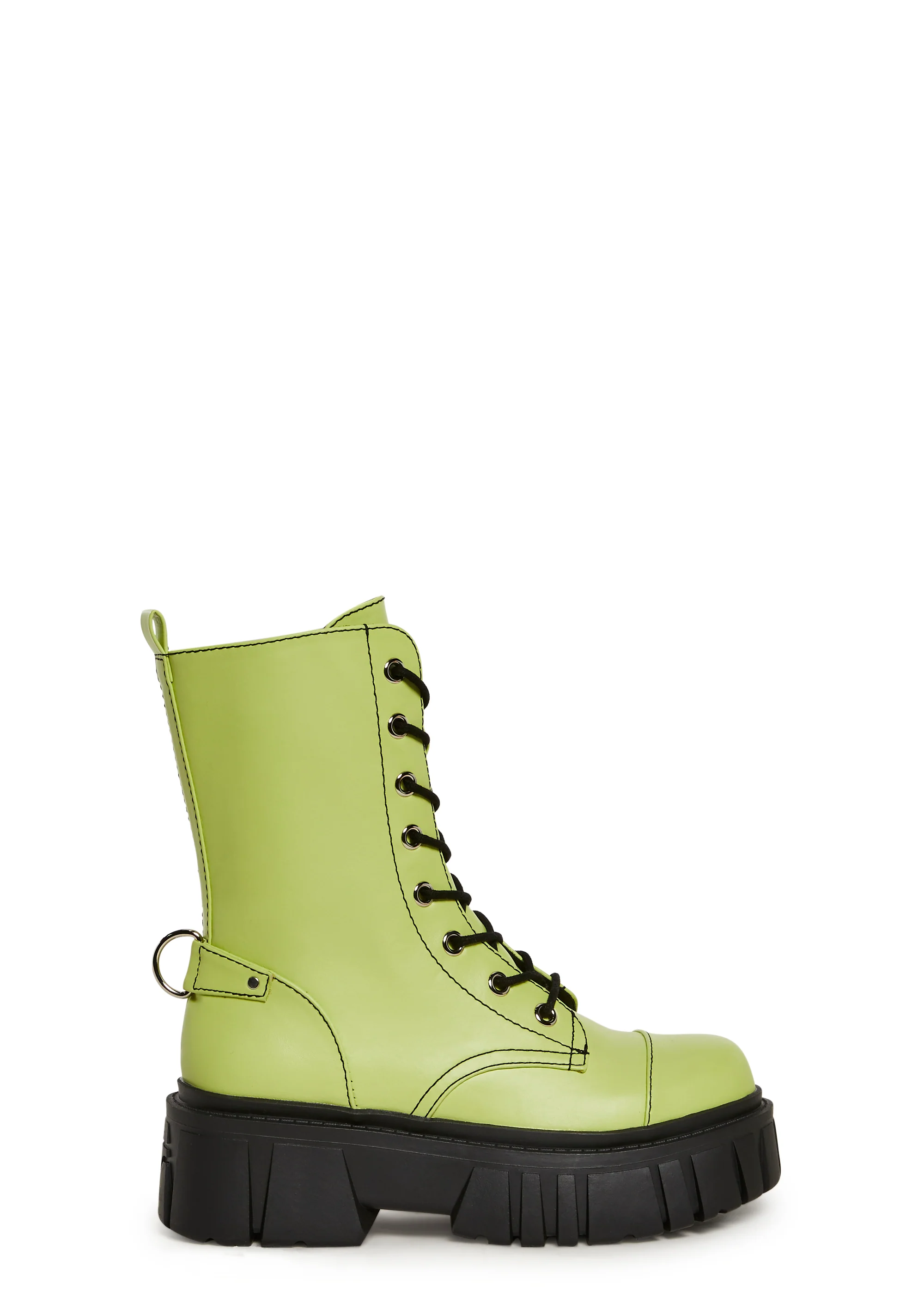 Devil Games Mismatched Combat Boots - Green - Image 5