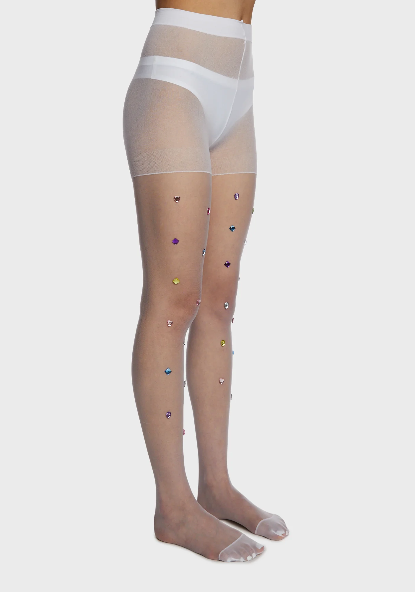 Miss Bedazzled Sheer Tights - White - Image 2