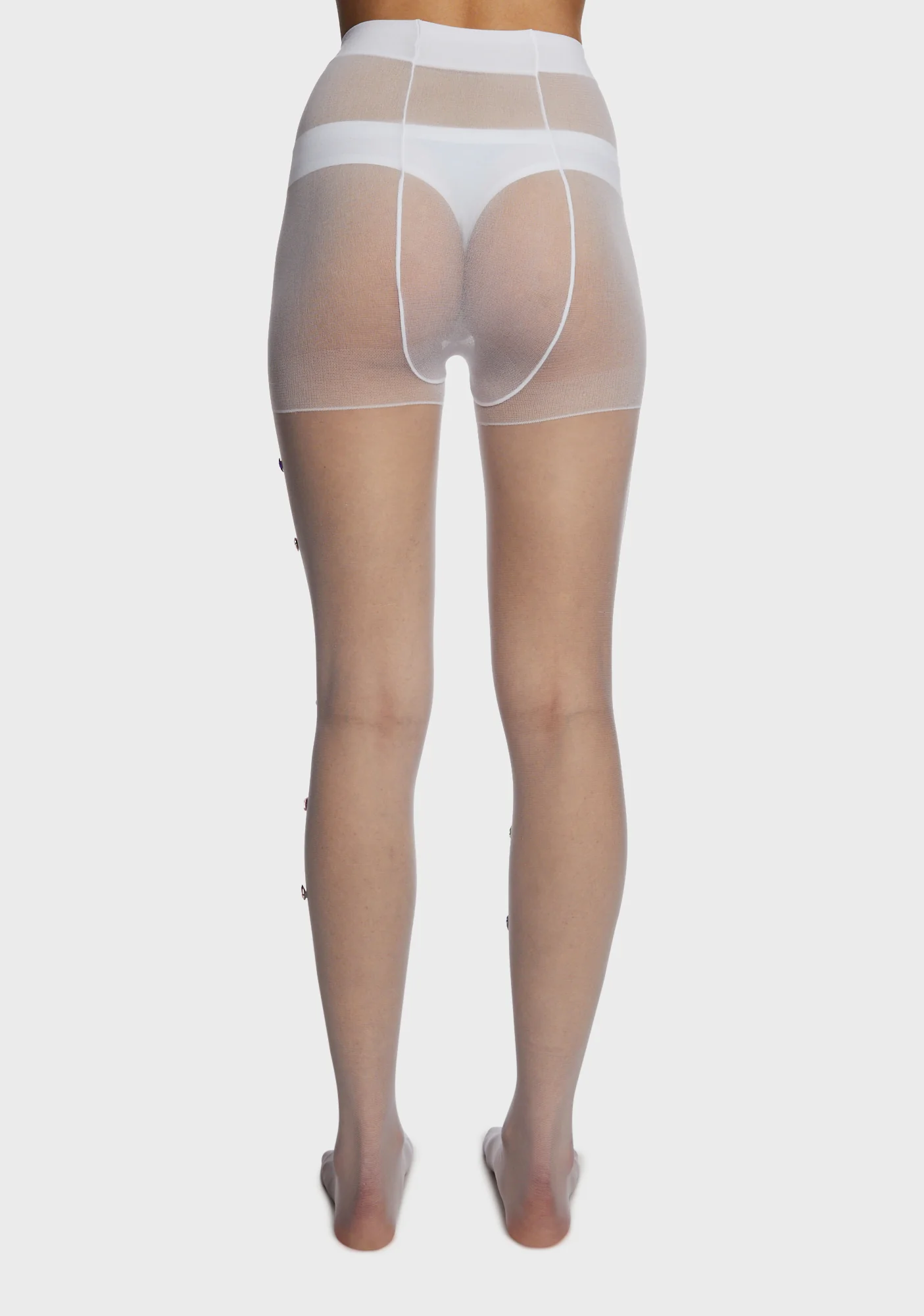 Miss Bedazzled Sheer Tights - White - Image 3