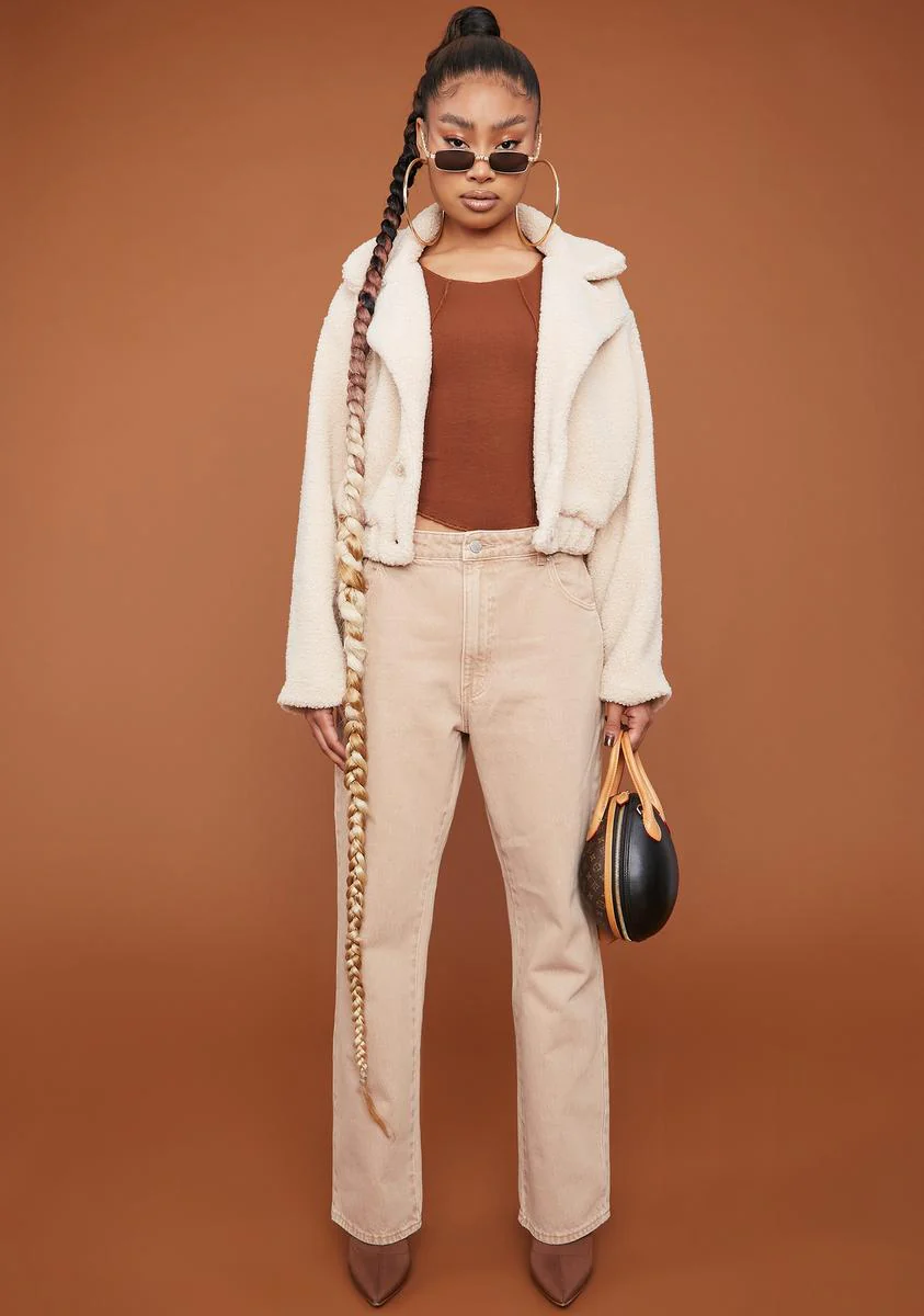 Mocha It's A Mood Teddy Moto Jacket - Image 3