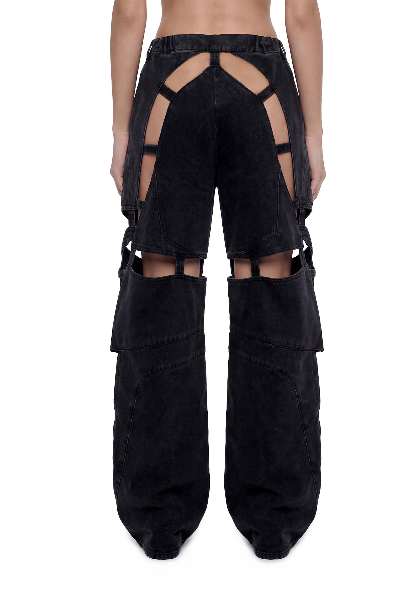 Moto Denim Floating Pants - Black - Image 4