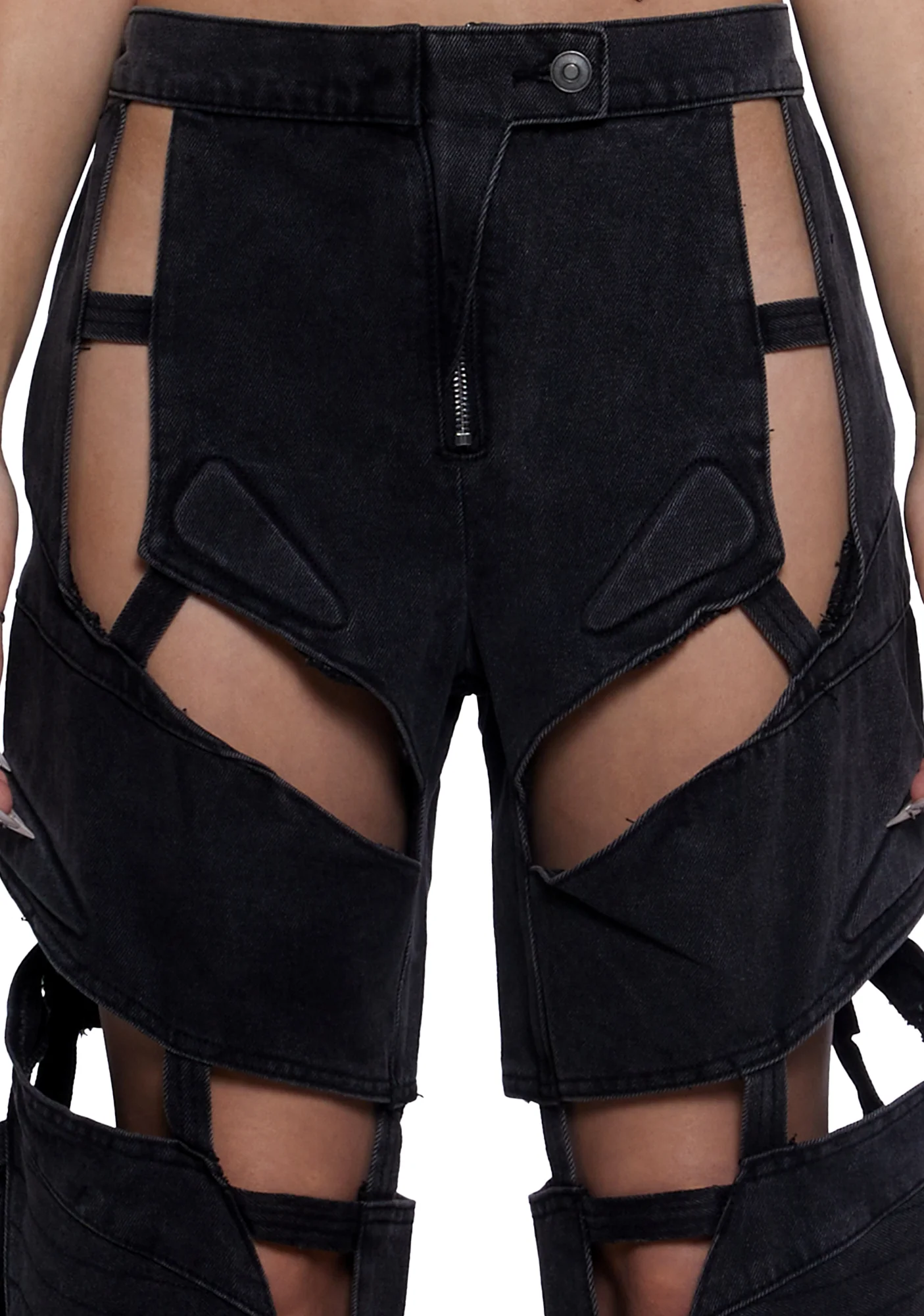 Moto Denim Floating Pants - Black - Image 5