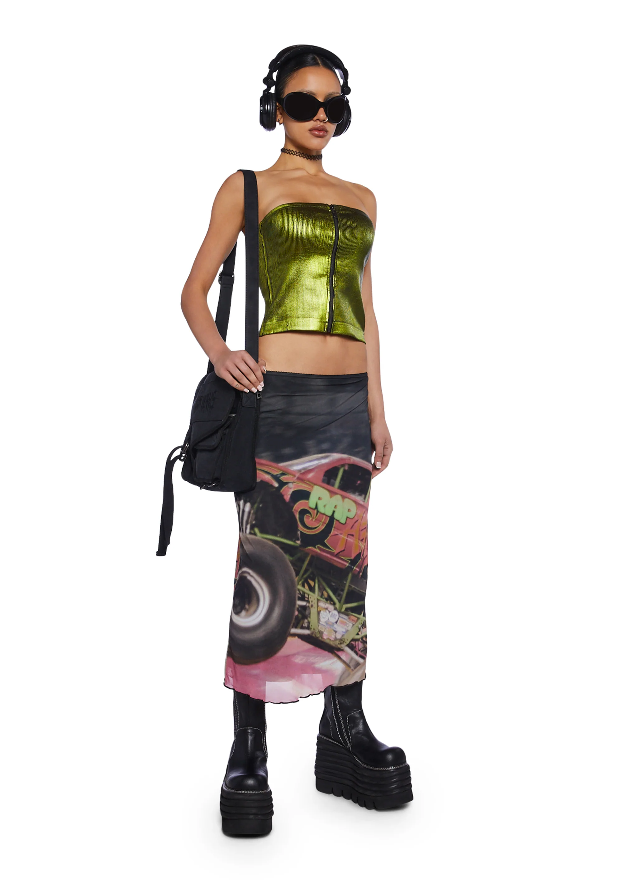 Moto Mesh Midi Skirt - Image 2