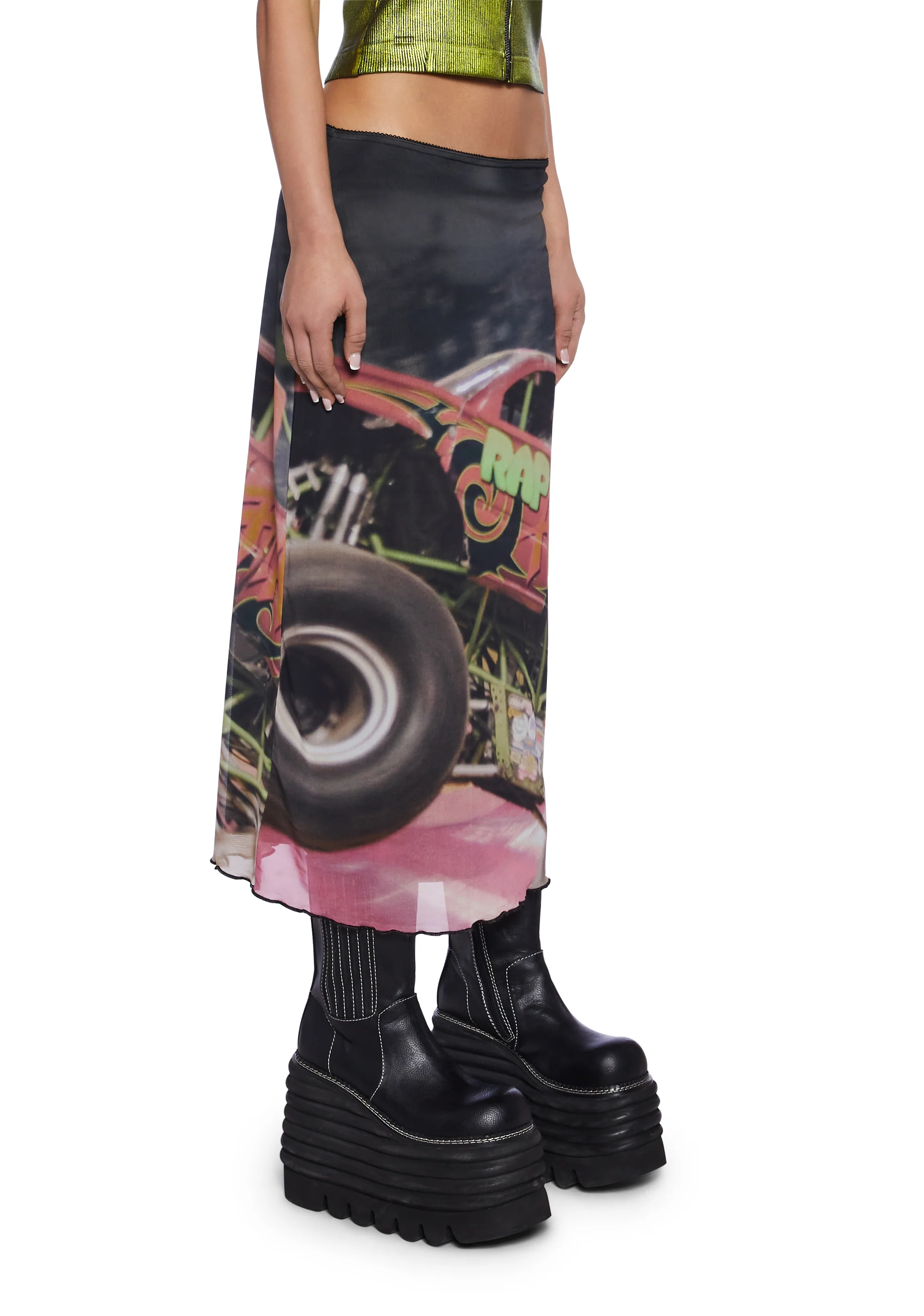Moto Mesh Midi Skirt - Image 3