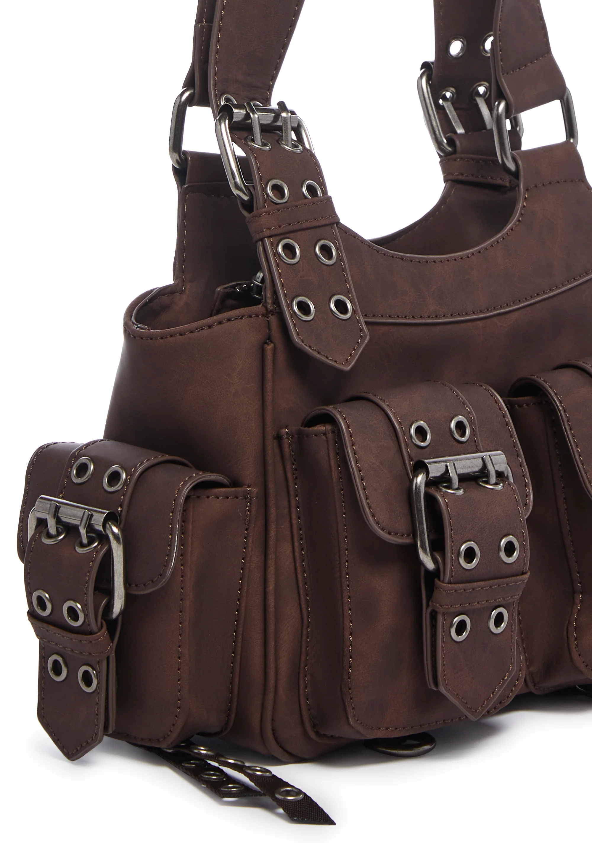 Moto Muse Buckle Handbag - Brown - Image 5
