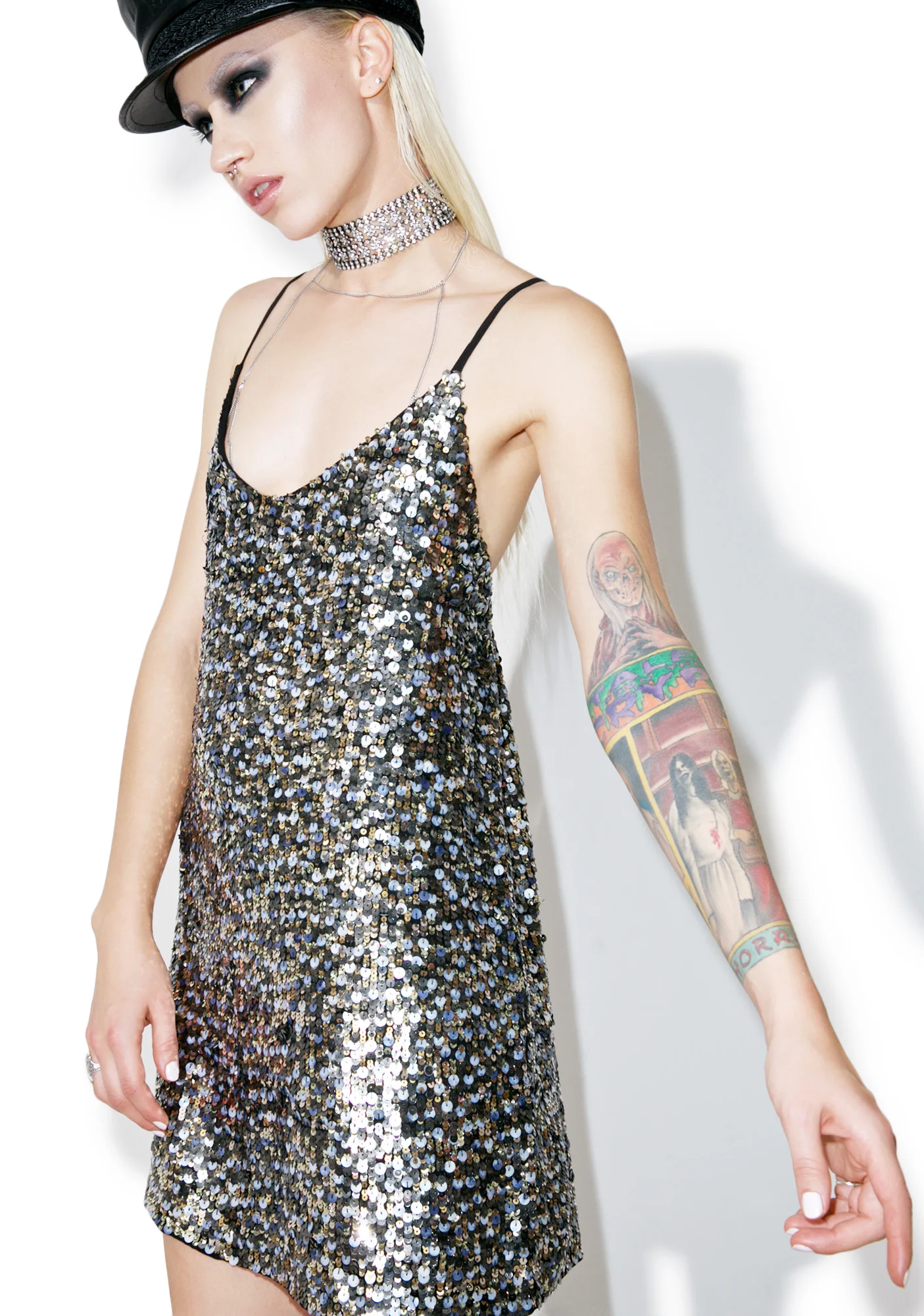 Multi Sequin Slip Dress - Image 5