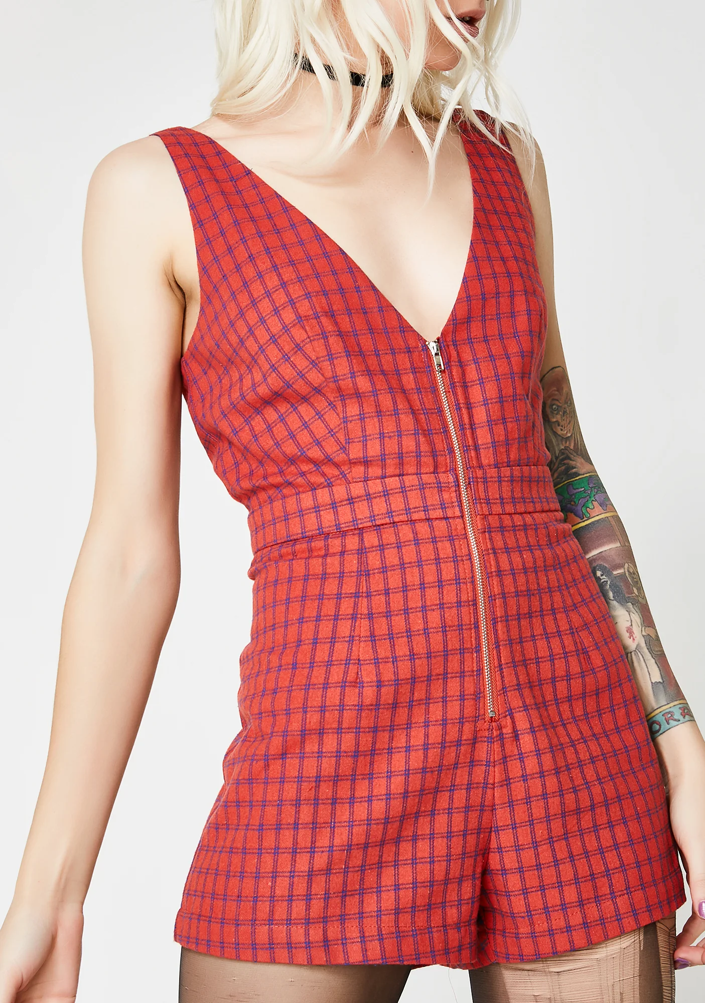 Mz Goodie Plaid Romper - Image 2