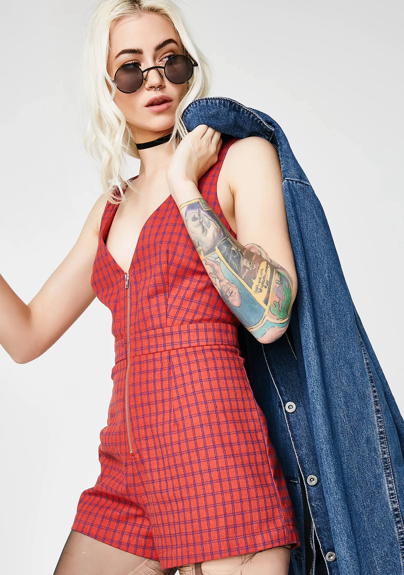 Mz Goodie Plaid Romper - Image 3