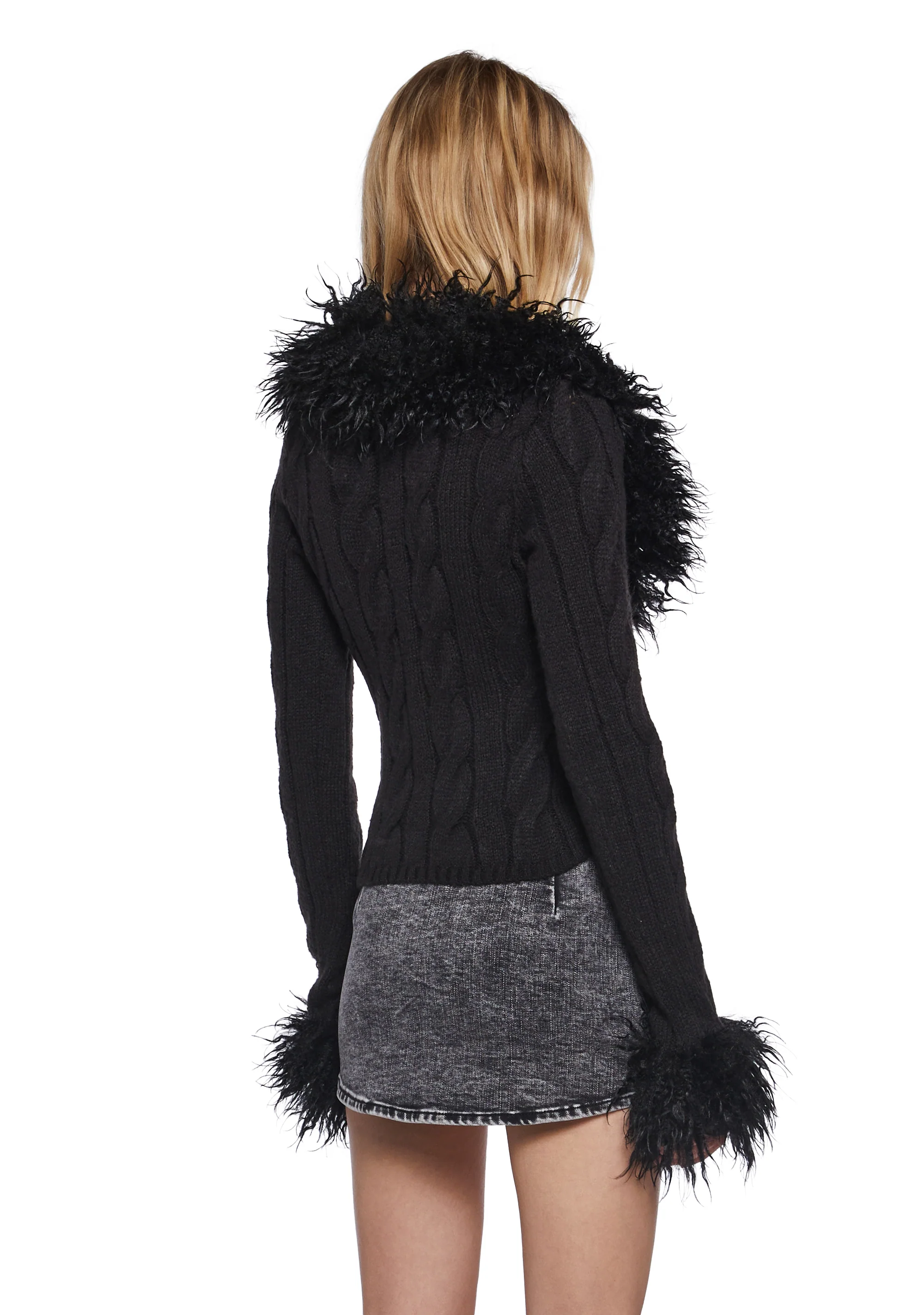 Covet Cable Knit Cardigan - Black - Image 4