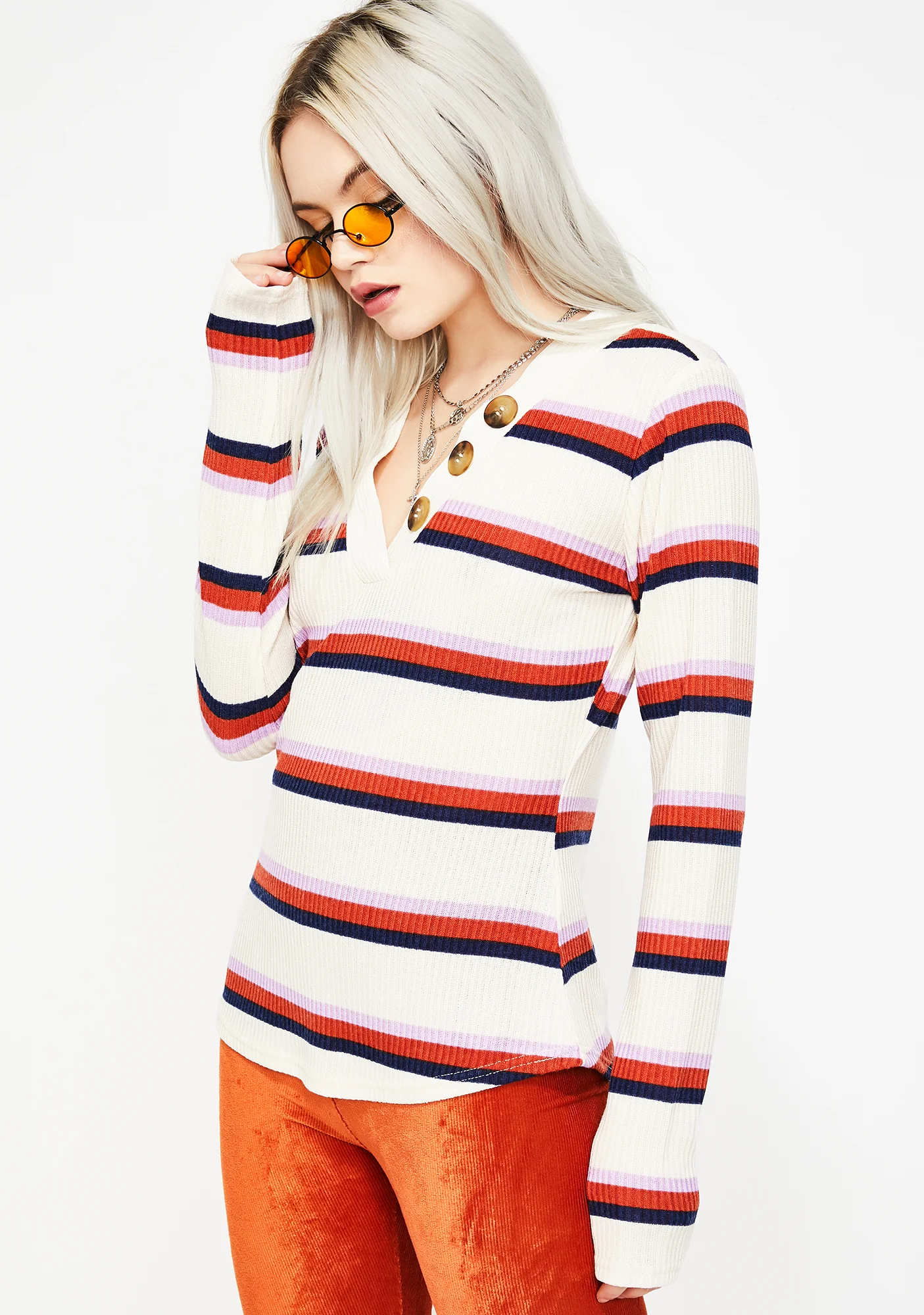 Natural Dusk To Dawn Stripe Top - Image 2