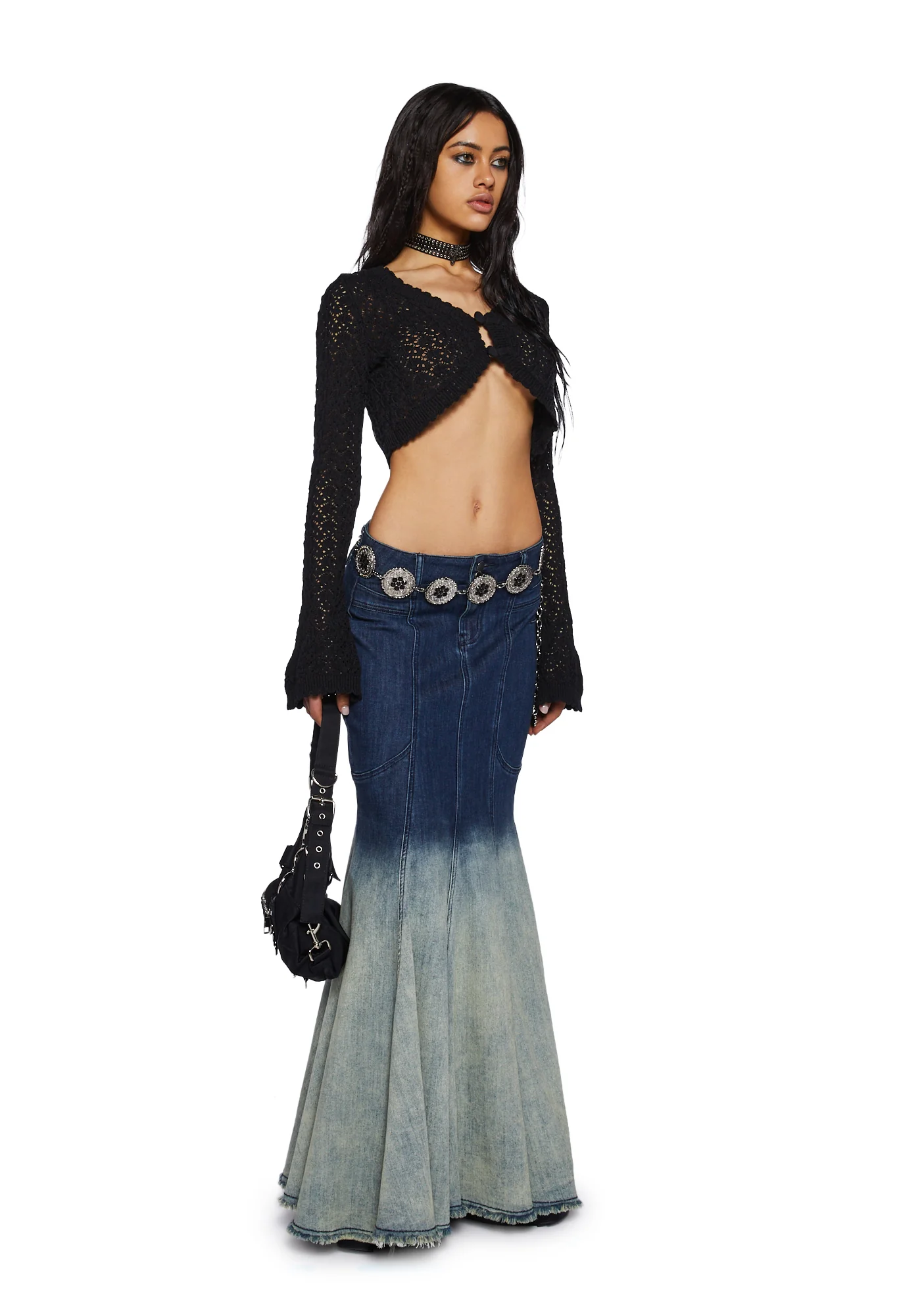 Nature Goddess Crochet Cardigan-Black - Image 2