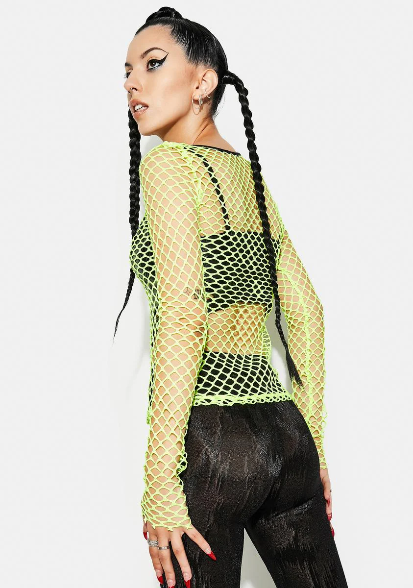 Neon Personality Punk Perspective Mesh Tee Shirt - Image 4
