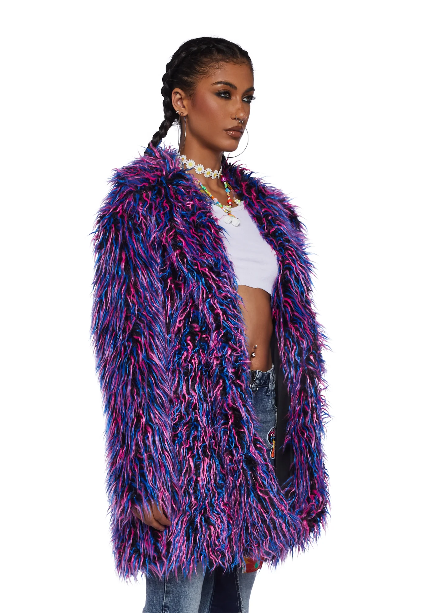 Neon Vibes Faux Fur Coat - Image 3
