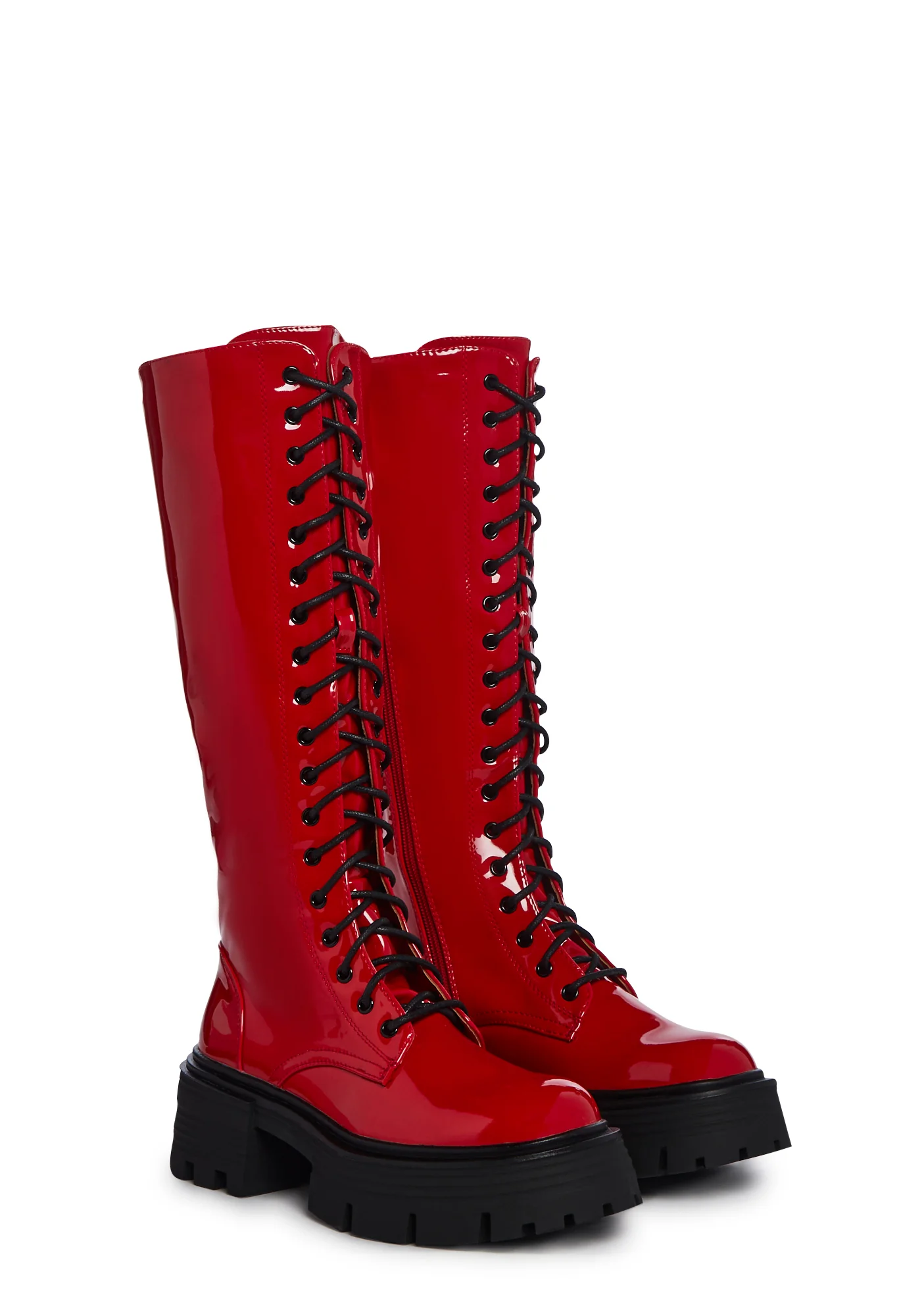 Never Better Combat Boots - Red - Image 3