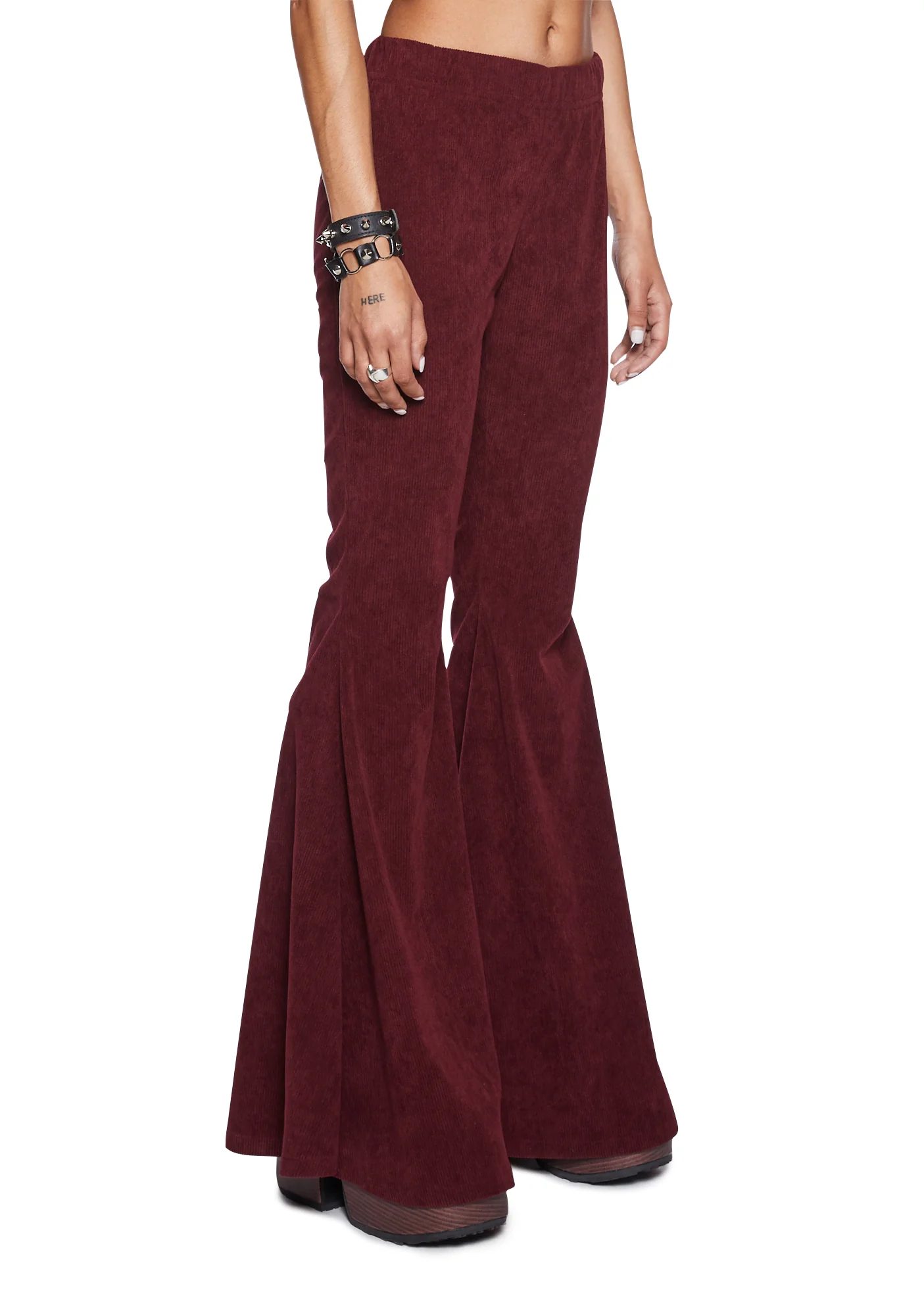 Never Mind Flared Pants - Burgundy - Image 3